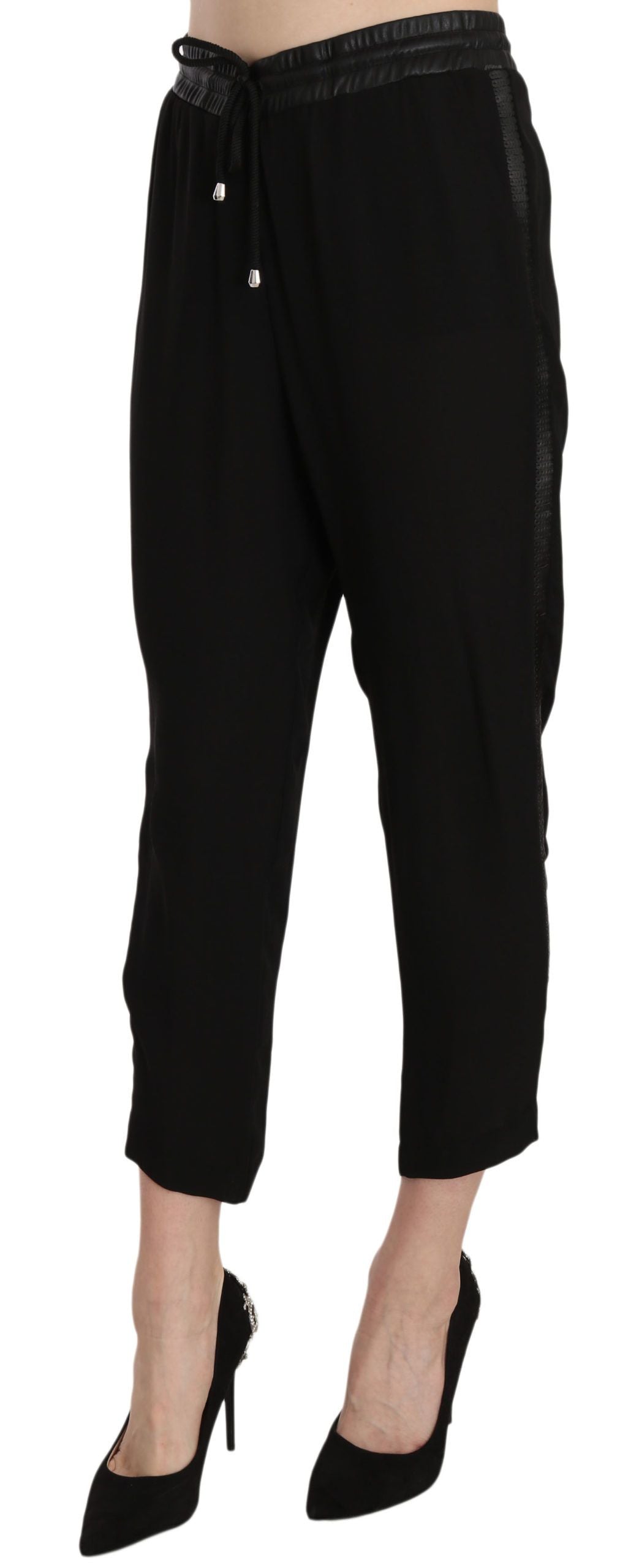 Guess Chic Cropped Pants with High Waist in Elegant Black