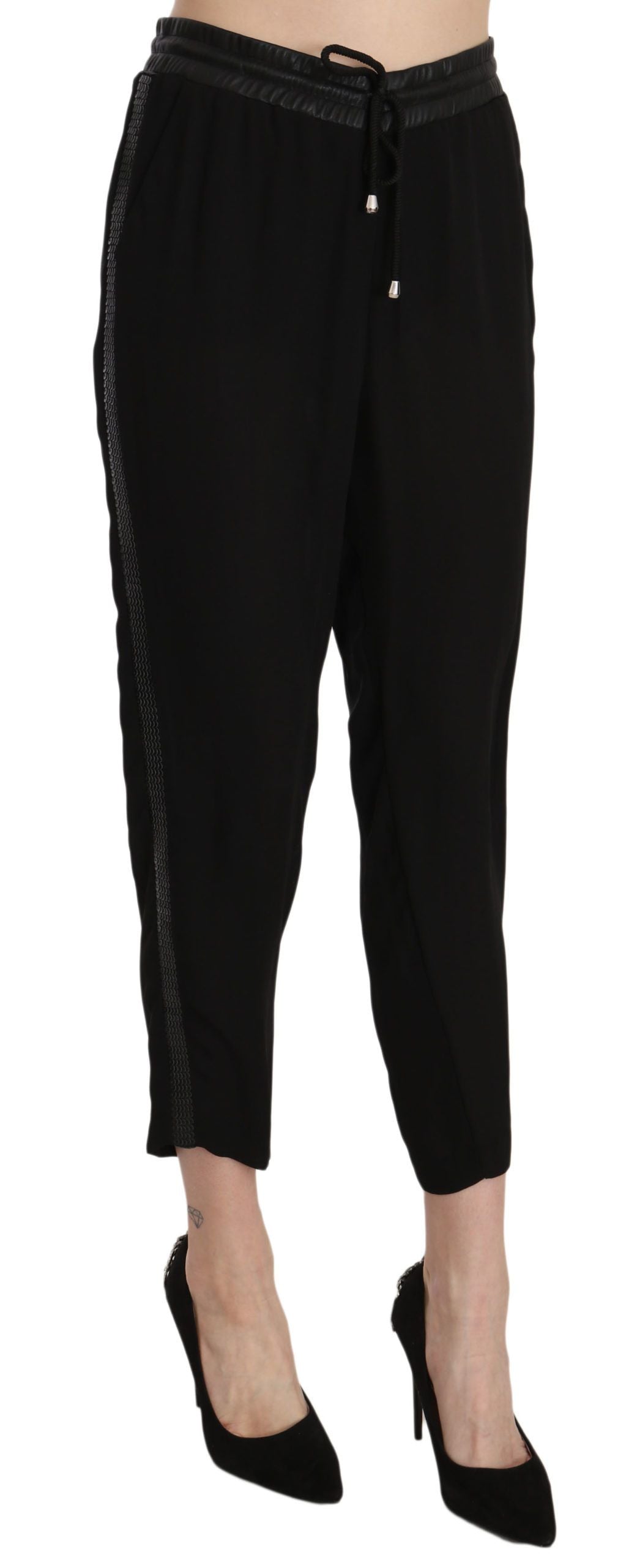 Guess Chic Cropped Pants with High Waist in Elegant Black