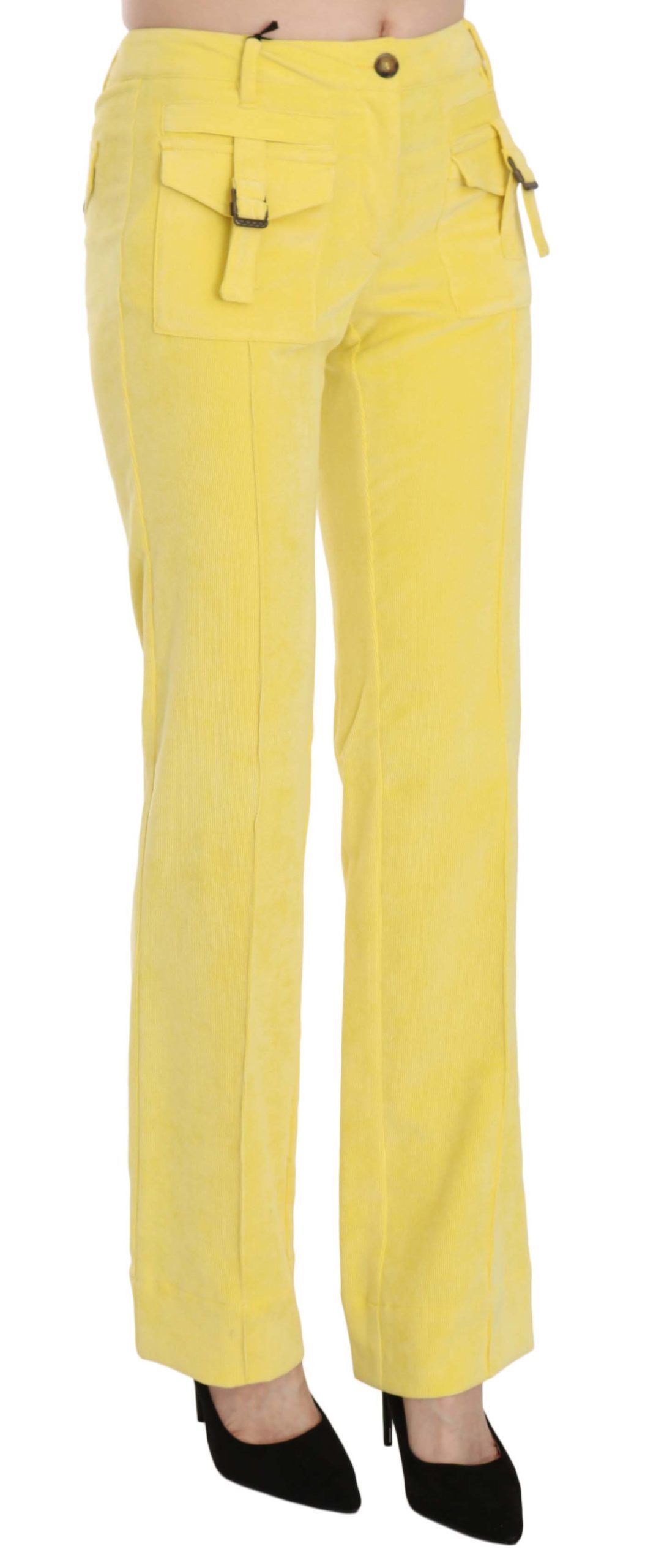 Just Cavalli Chic yellow corduroy trousers with mid waist