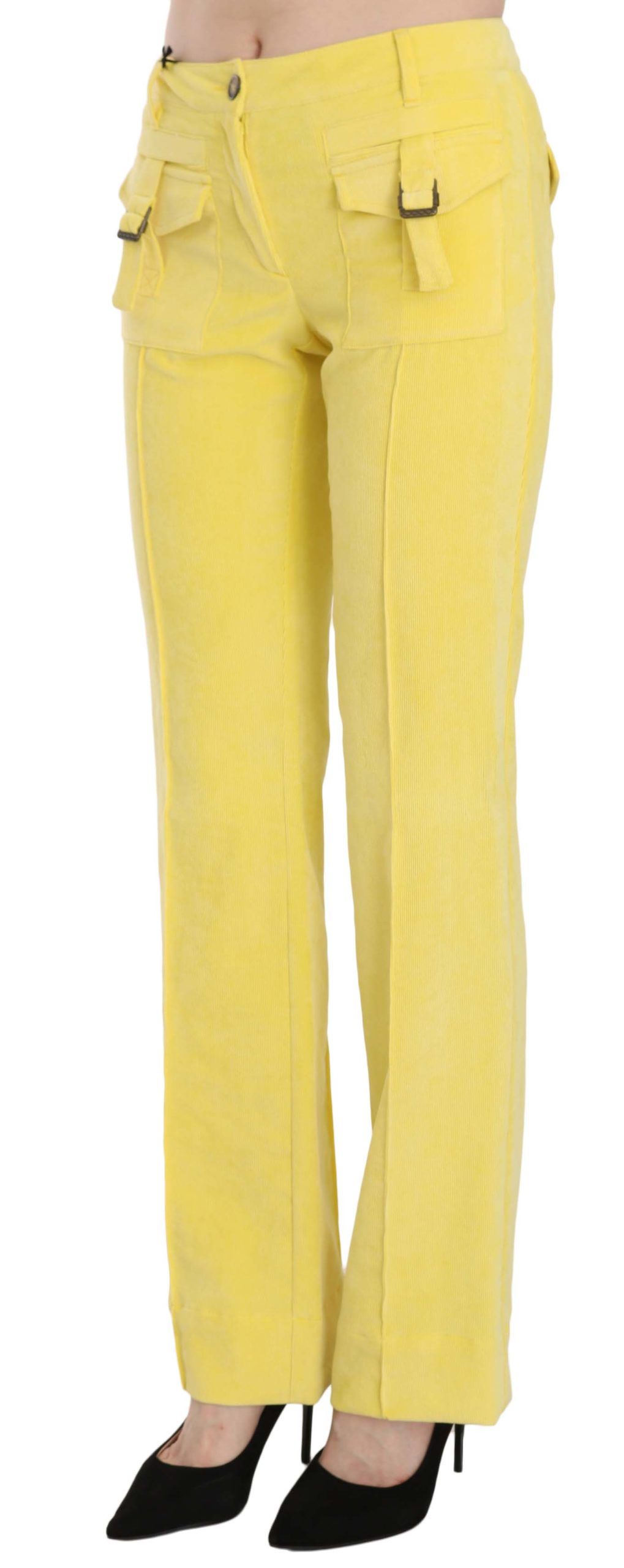 Just Cavalli Chic yellow corduroy trousers with mid waist