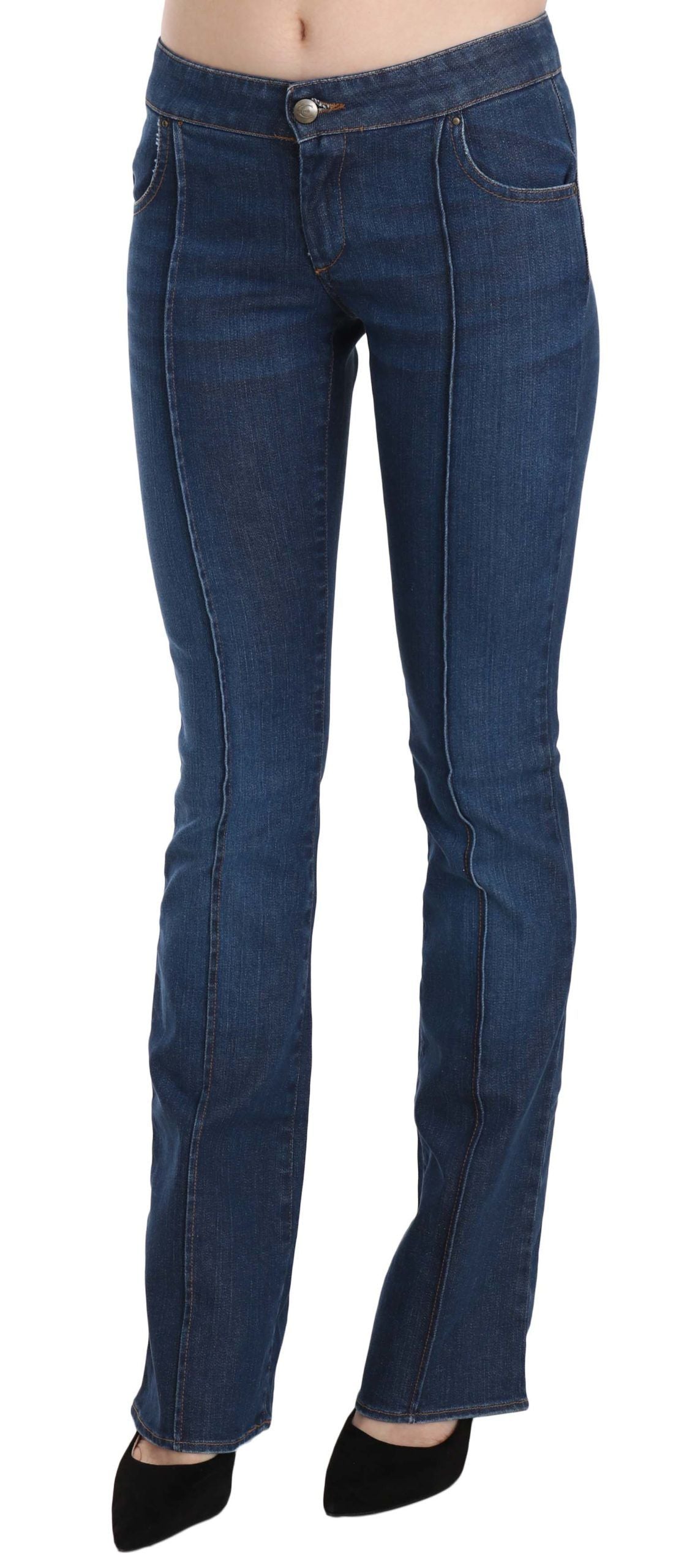 Just Cavalli Blue Boot Cut Denim Low Waist Pants Jeans