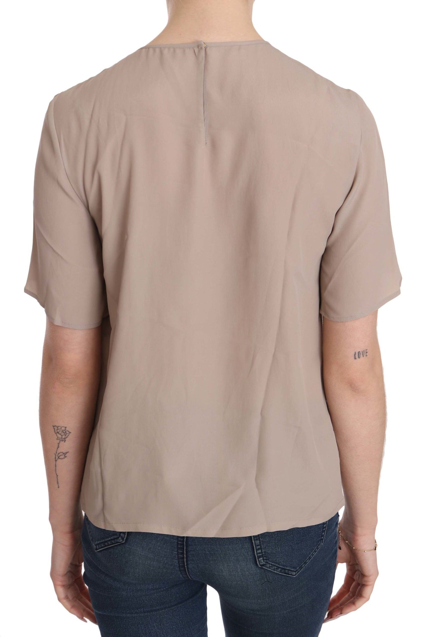Dolce & Gabbana Beige Rundhalsausschnitt Kurzarmbluse