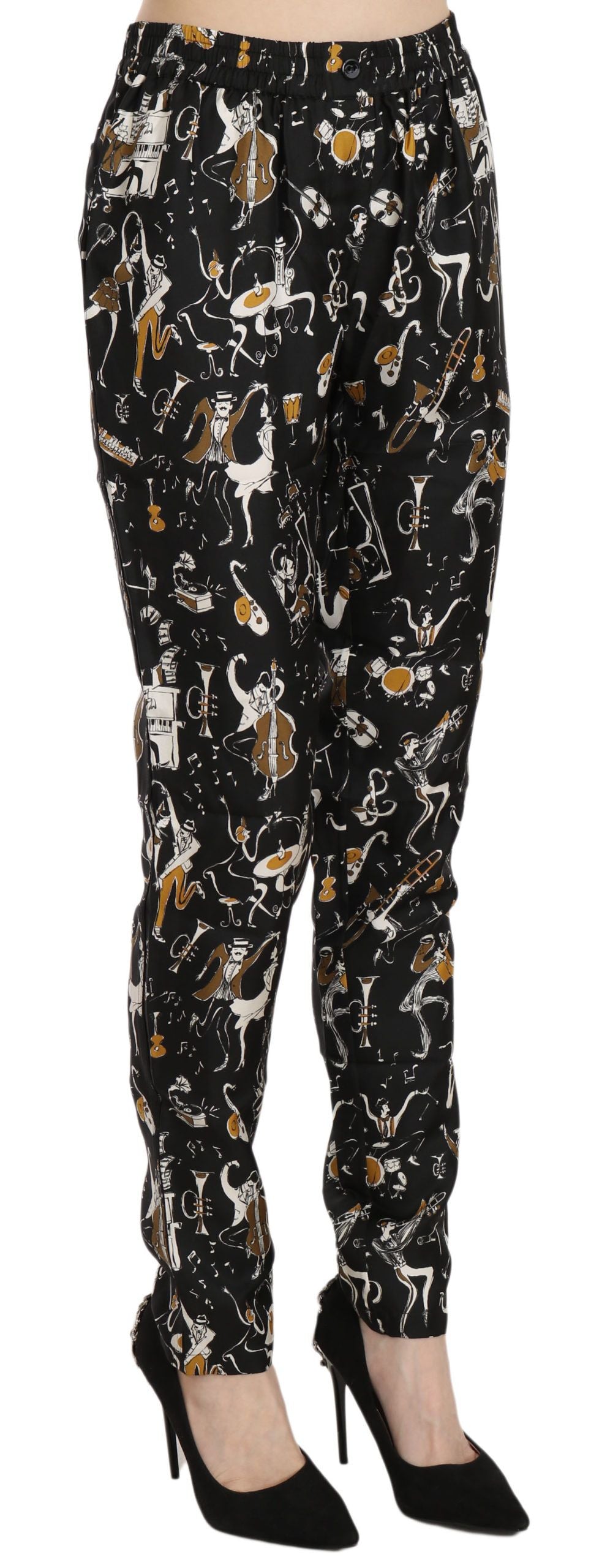 Dolce & Gabbana Elegant tapered silk trousers with high waist