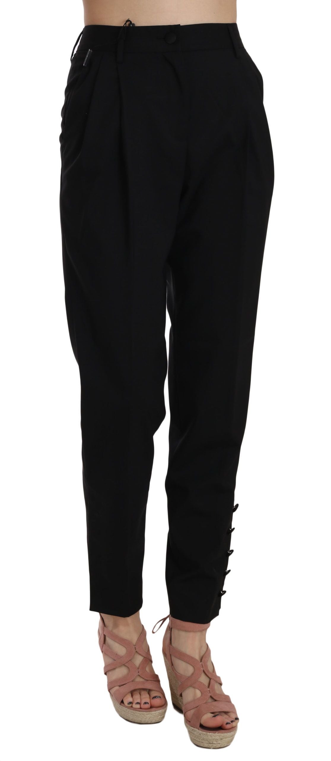 Dolce & Gabbana Elegant tapered black trousers with pleats