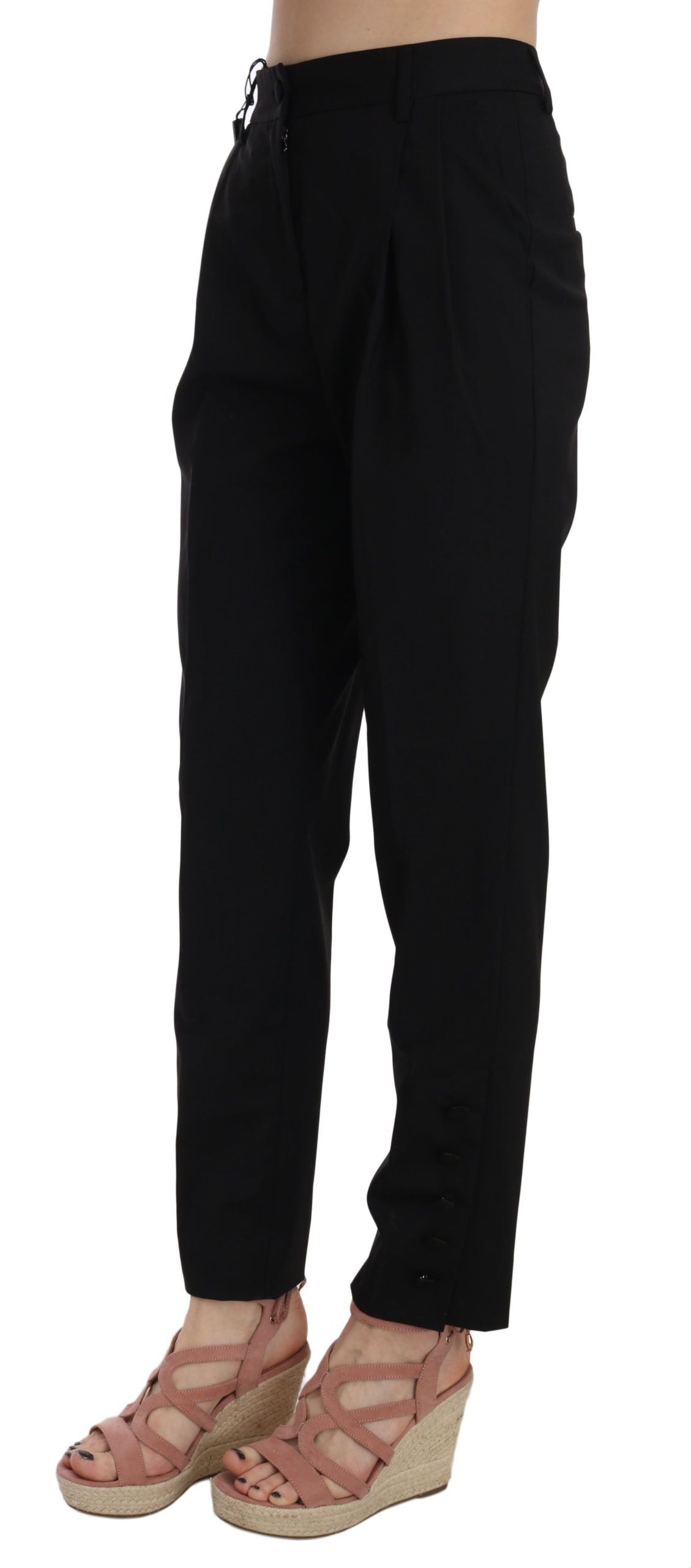 Dolce & Gabbana Elegant tapered black trousers with pleats