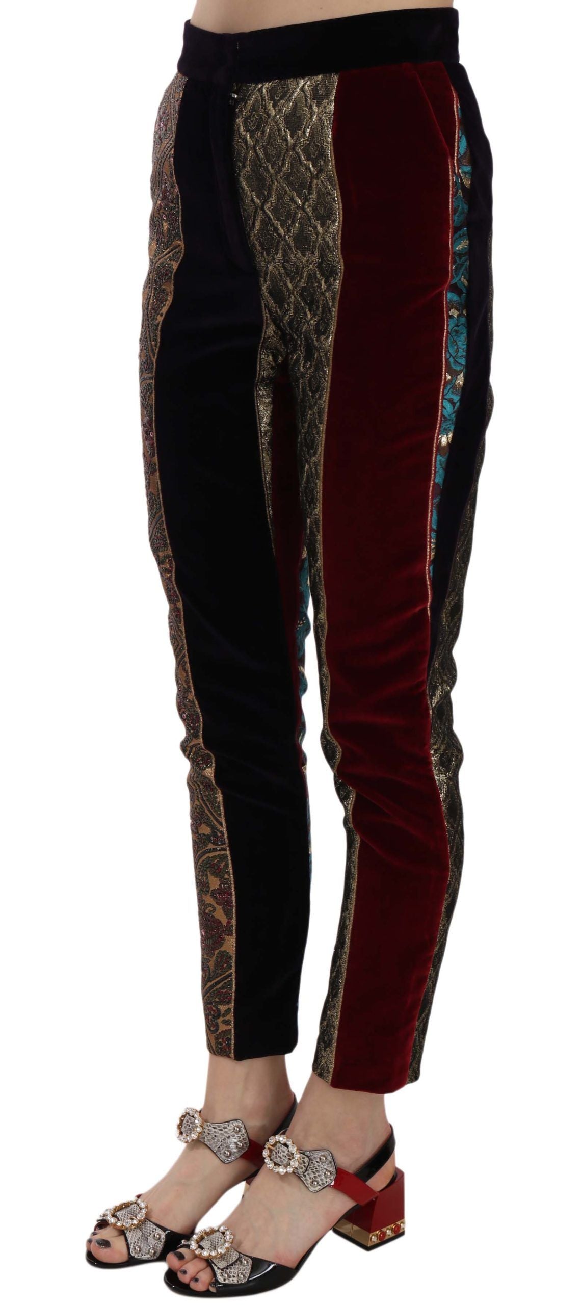 Dolce & Gabbana Elegant multicolor jacquard trousers in a cropped look