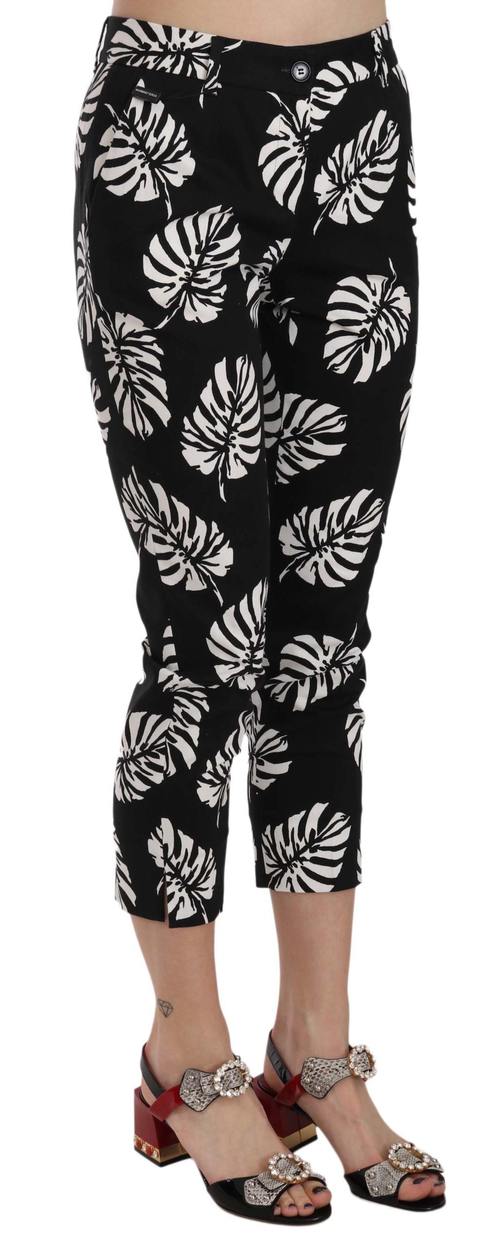 Dolce & Gabbana Elegant skinny capri with palm print