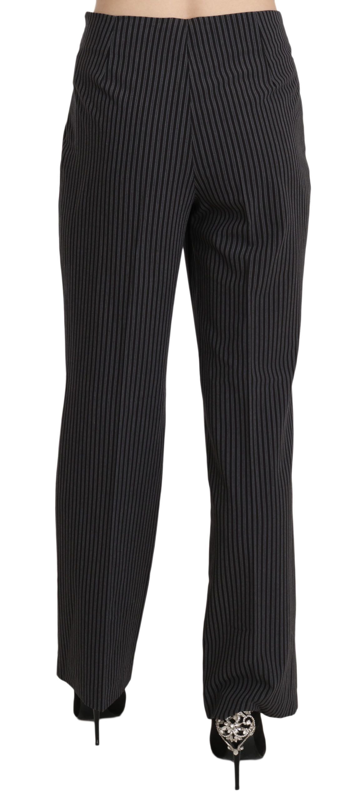 BENCIVENGA Schwarz gestreifte Baumwoll-Stretch-Kleid-Hose Hose