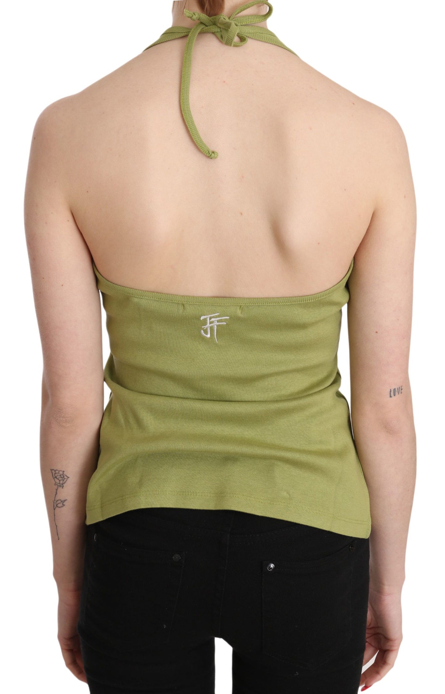GF Ferre Grüner Halter Baumwolle ärmelloses lässiges Tanktop Bluse