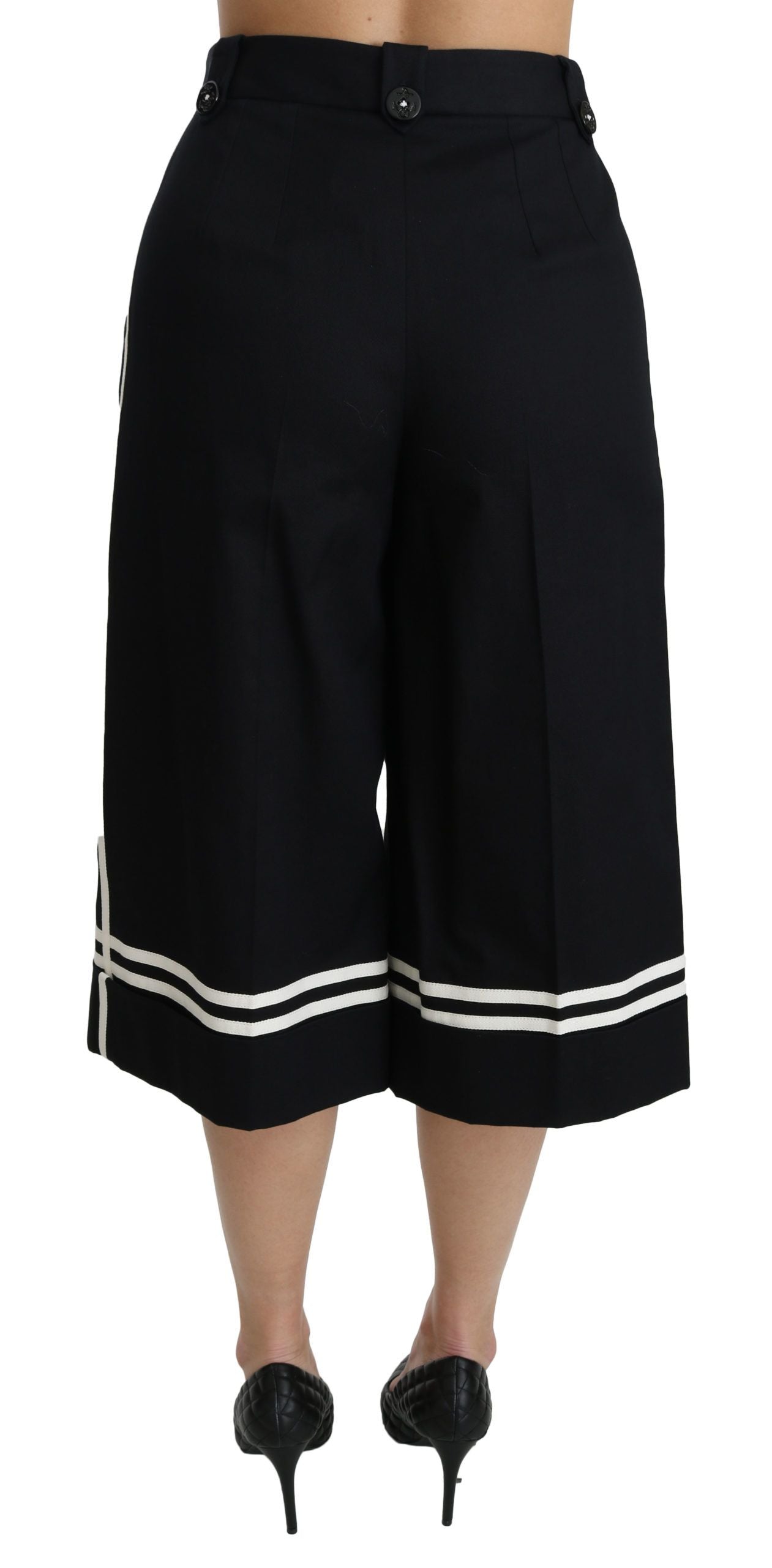 Dolce & Gabbana High Waist Cropped Palazzo Pants in Black Lemon