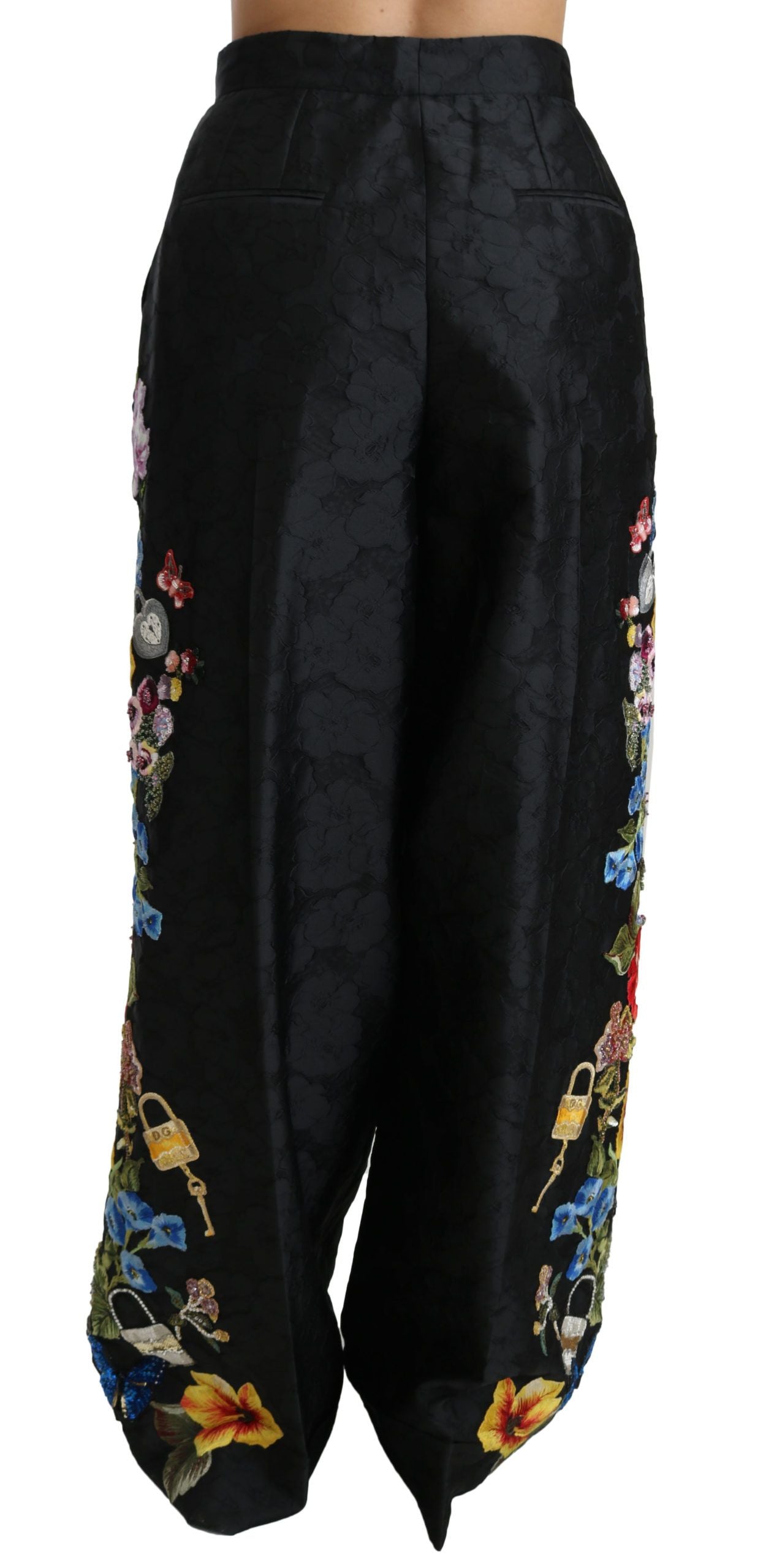 Dolce & Gabbana Elegant high-waisted wide-leg trousers with floral pattern