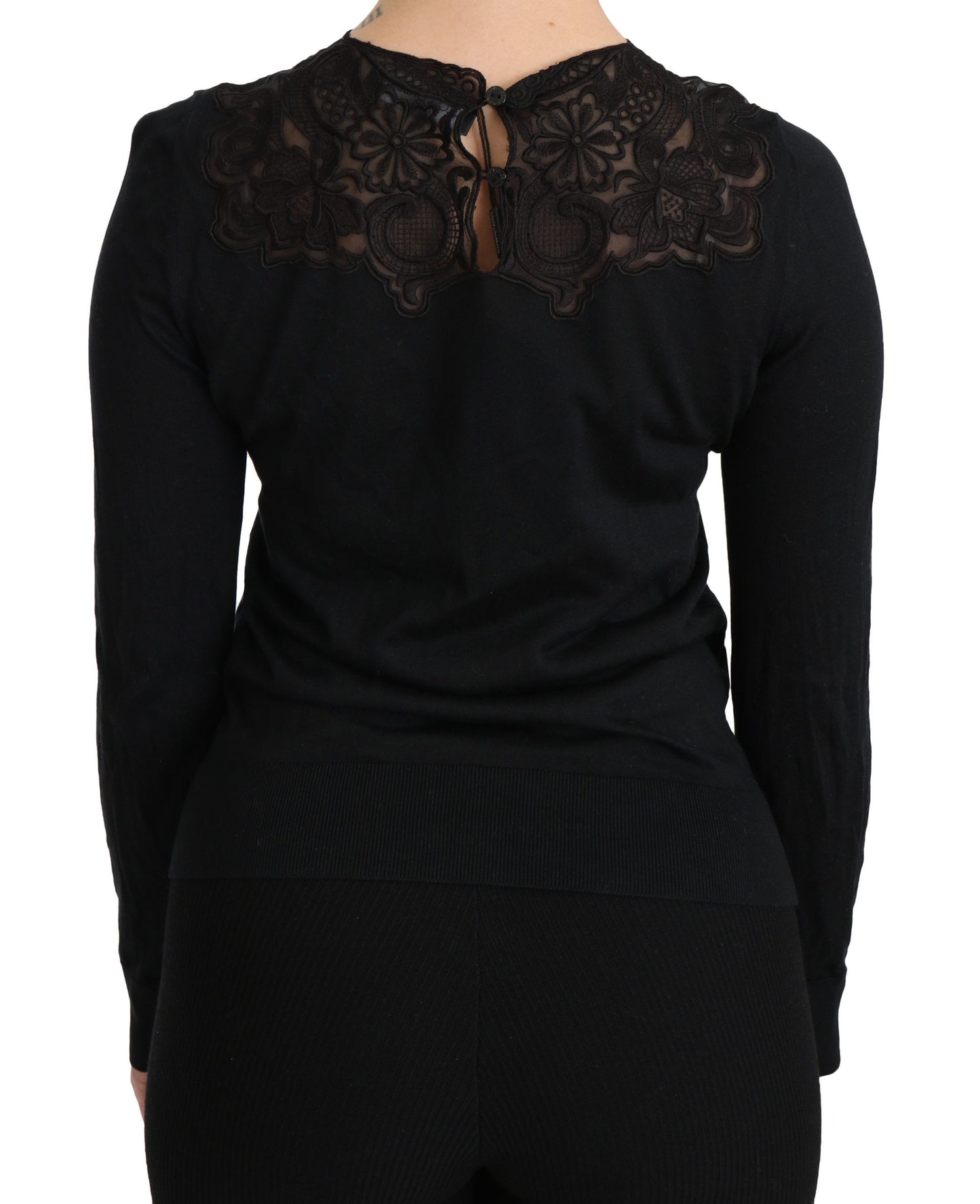 Dolce & Gabbana Elegant black silk blend blouse with lace