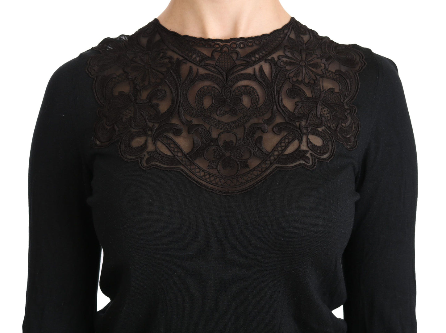Dolce & Gabbana Elegant black silk blend blouse with lace