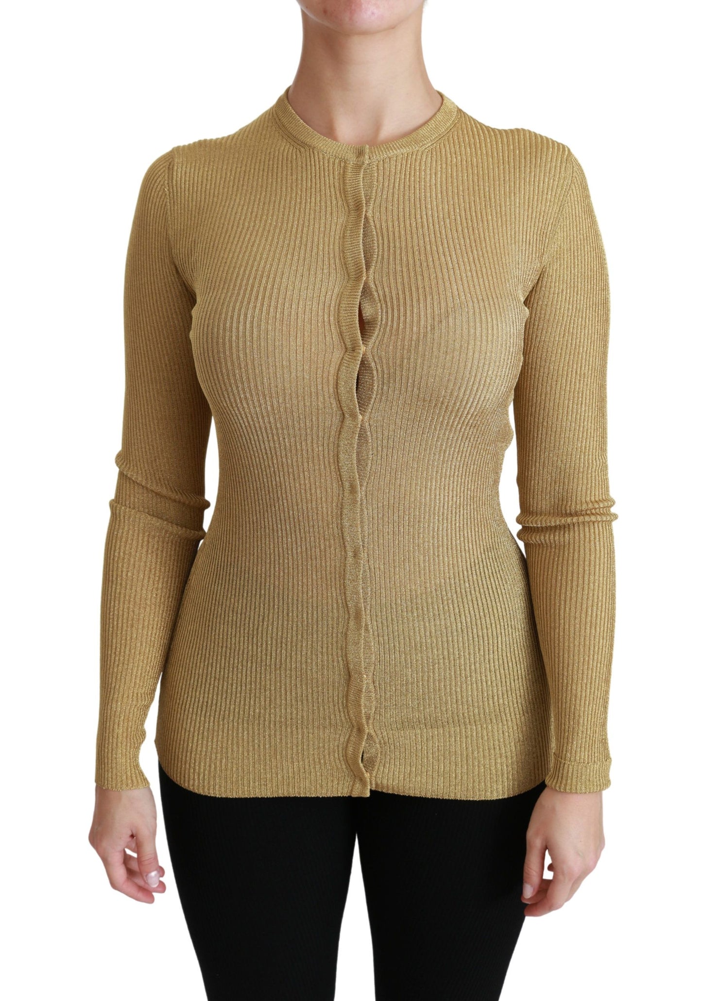 Dolce & Gabbana Elegant long-sleeved gold cardigan