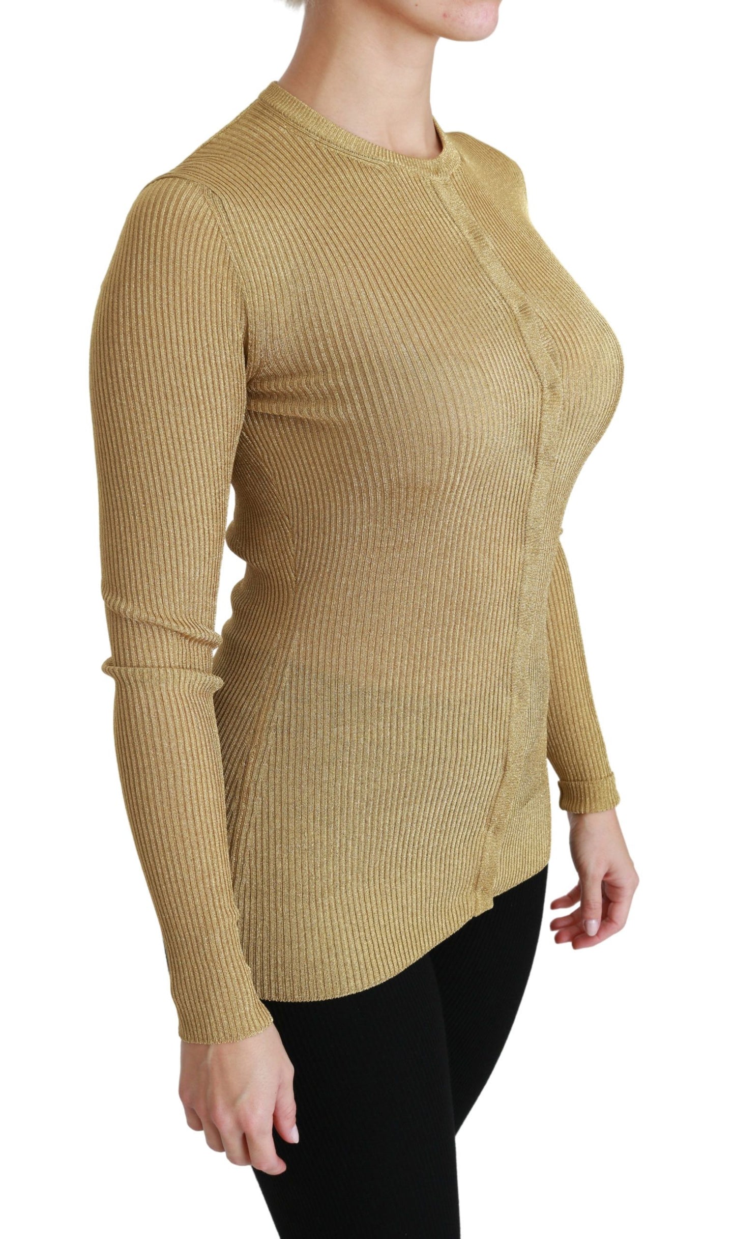 Dolce & Gabbana Elegant long-sleeved gold cardigan