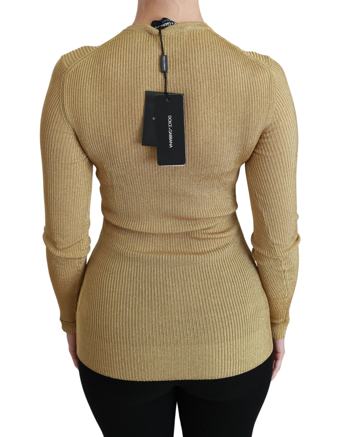 Dolce & Gabbana Elegant long-sleeved gold cardigan