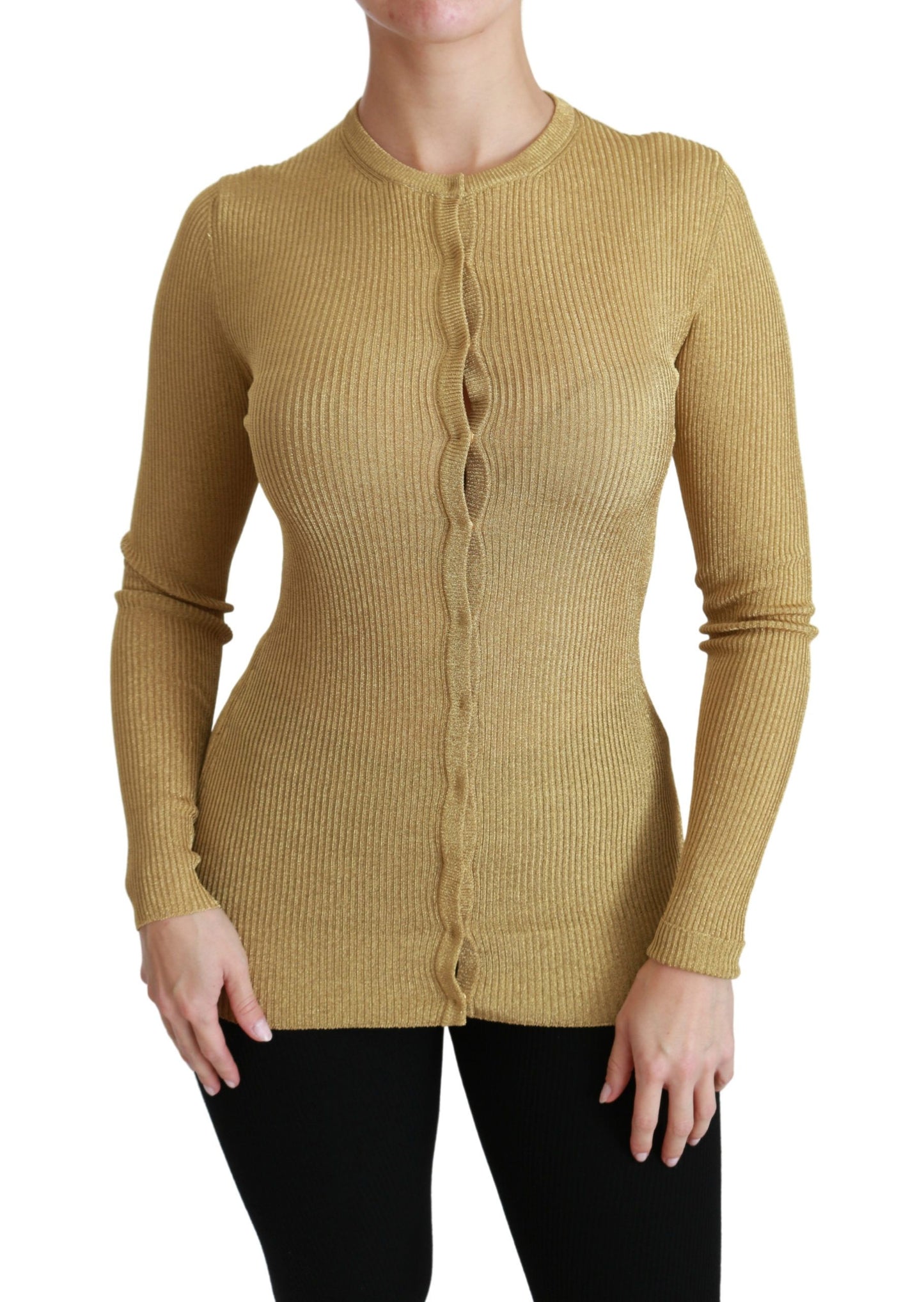 Dolce & Gabbana Elegant long-sleeved gold cardigan