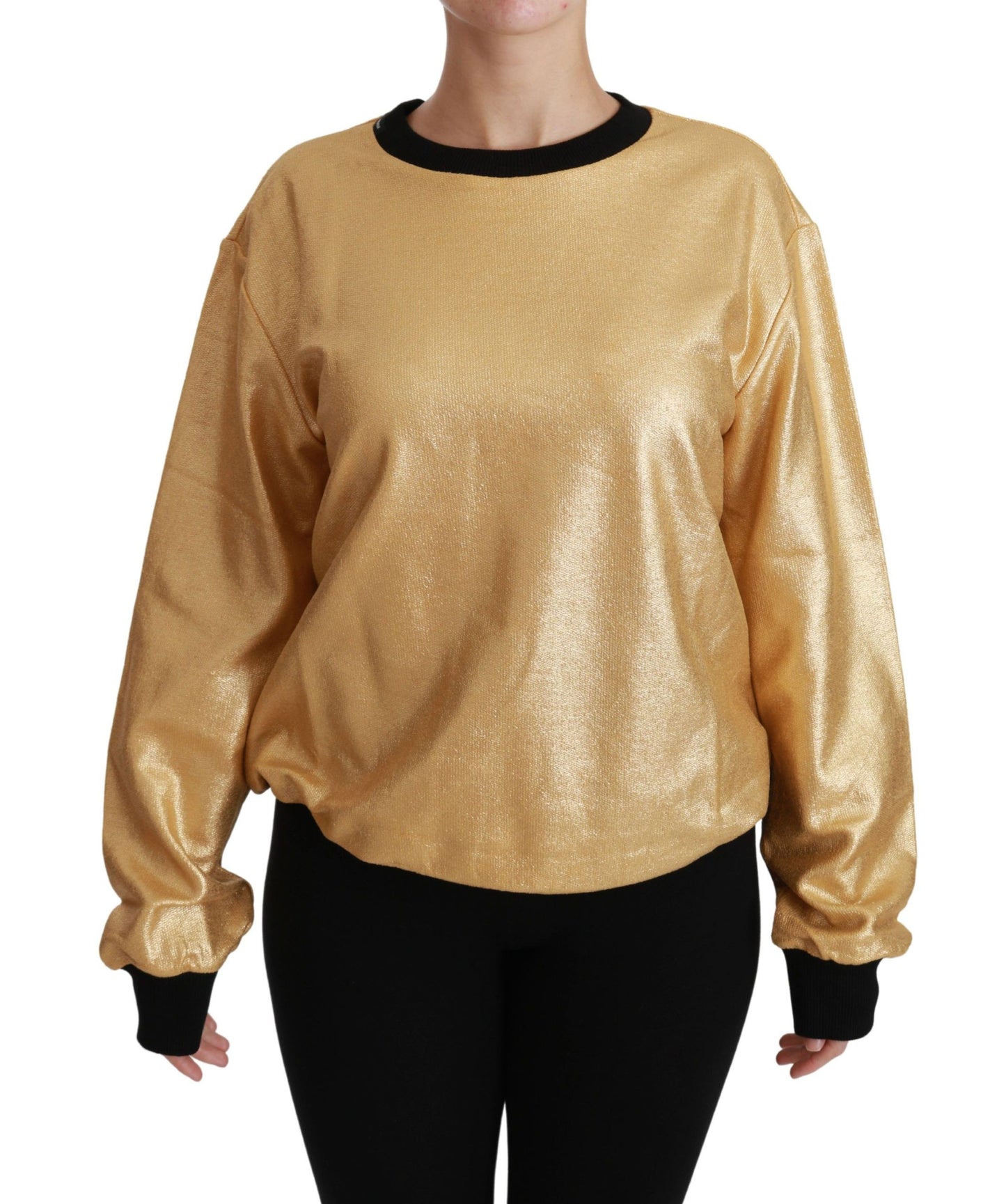 Dolce & Gabbana Elegant golden cotton round neck sweater