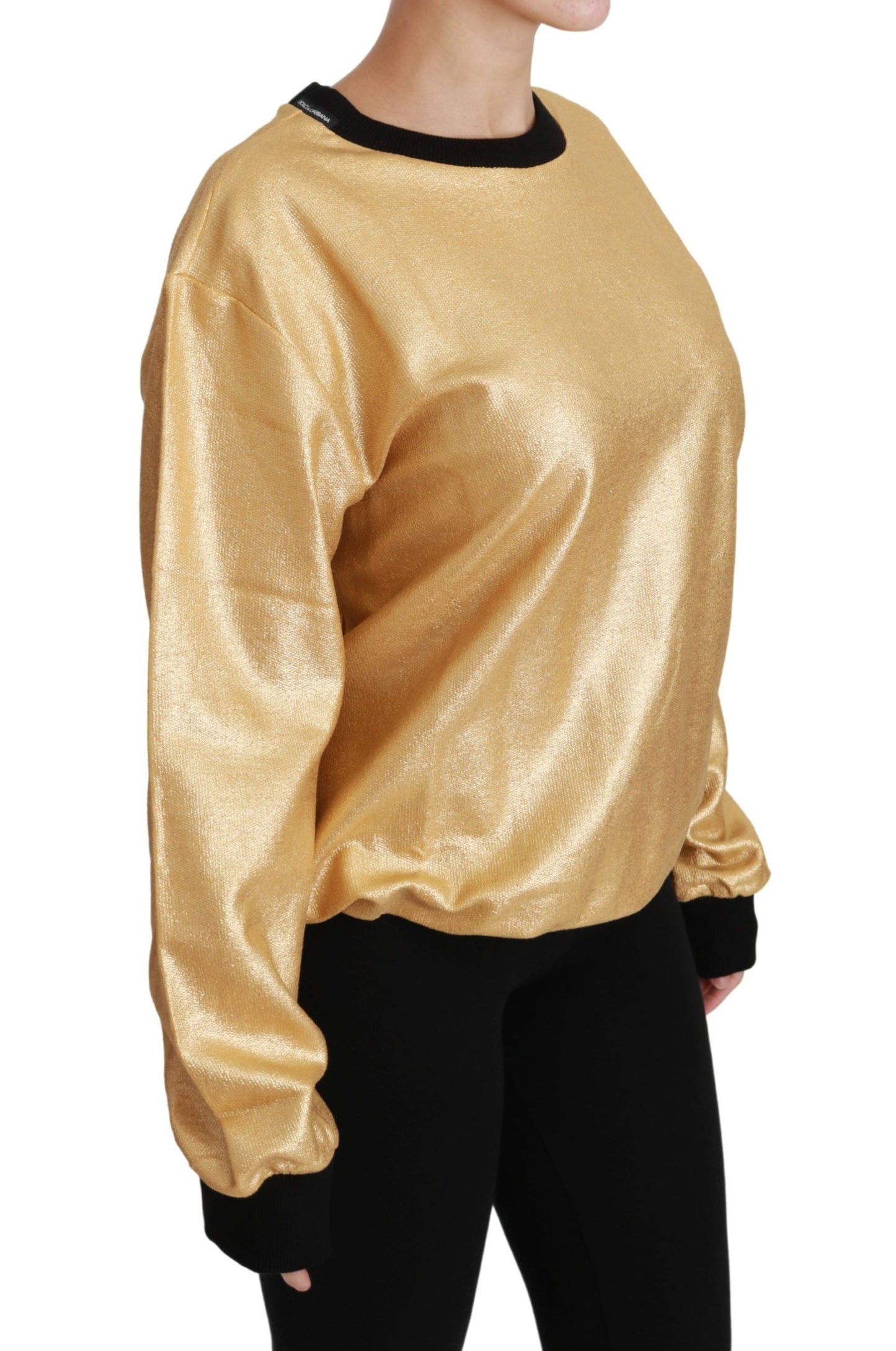 Dolce & Gabbana Elegant golden cotton round neck sweater