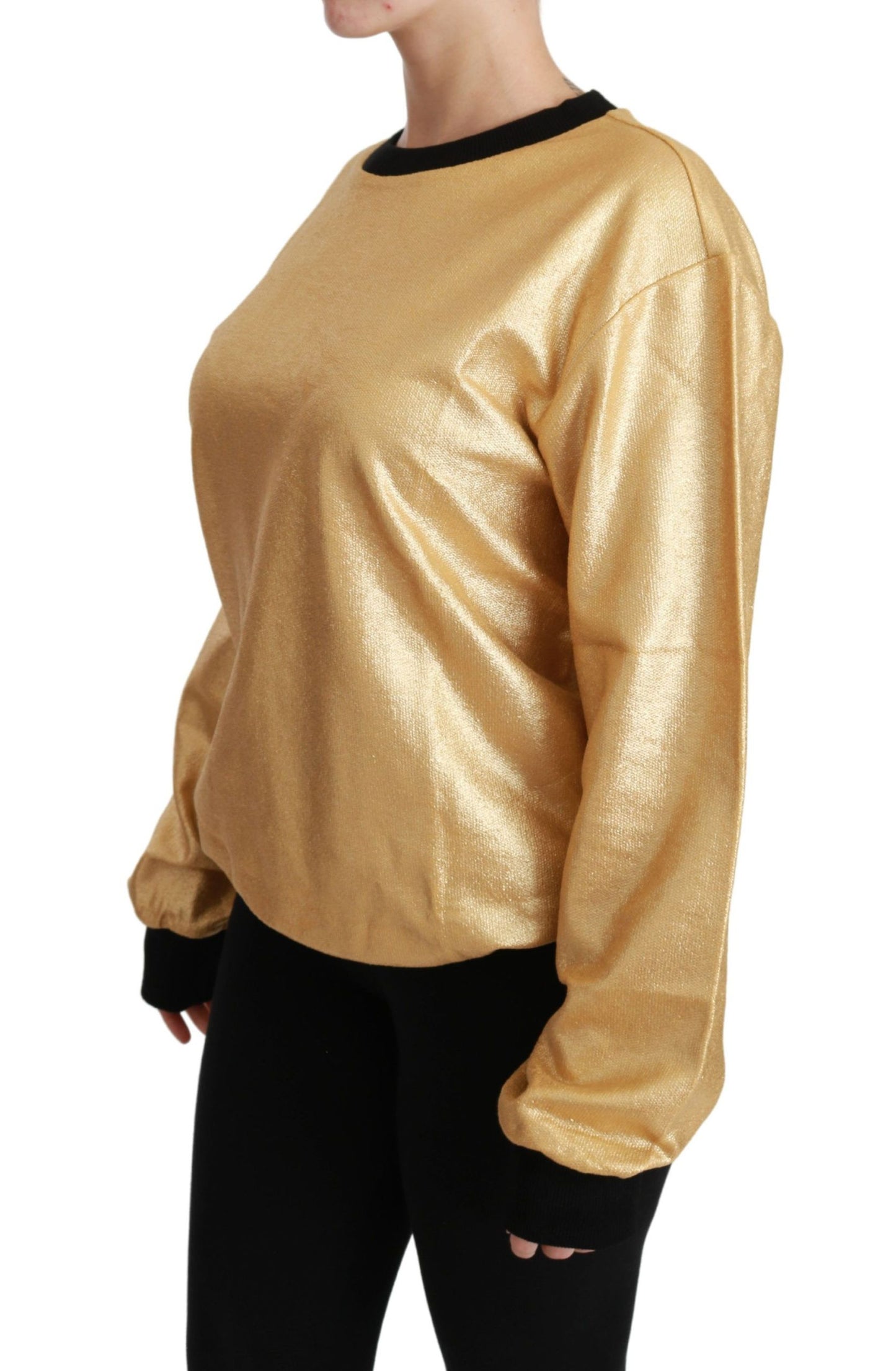 Dolce & Gabbana Elegant golden cotton round neck sweater