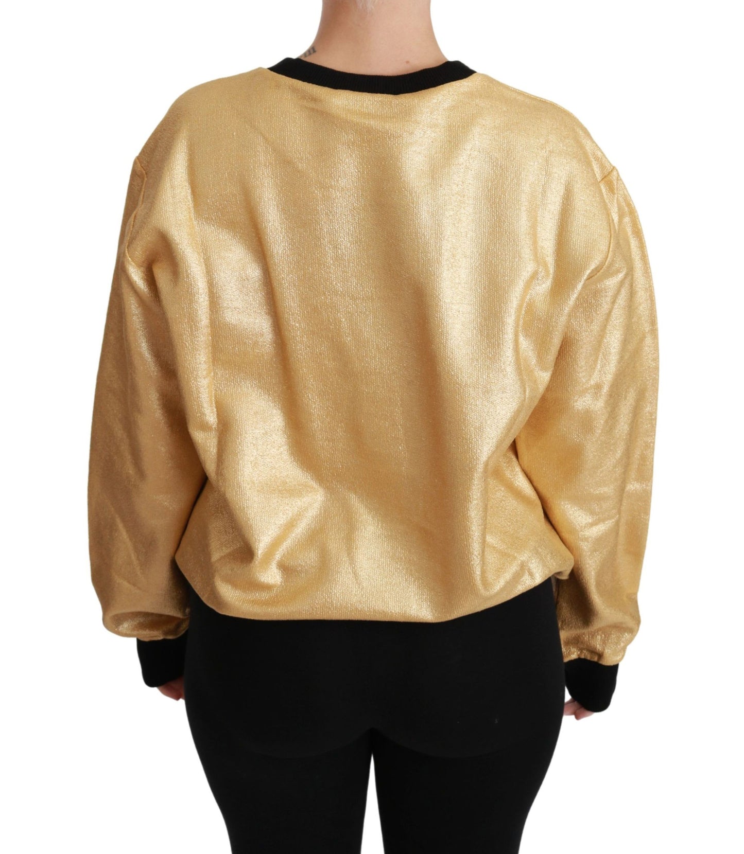 Dolce & Gabbana Elegant golden cotton round neck sweater