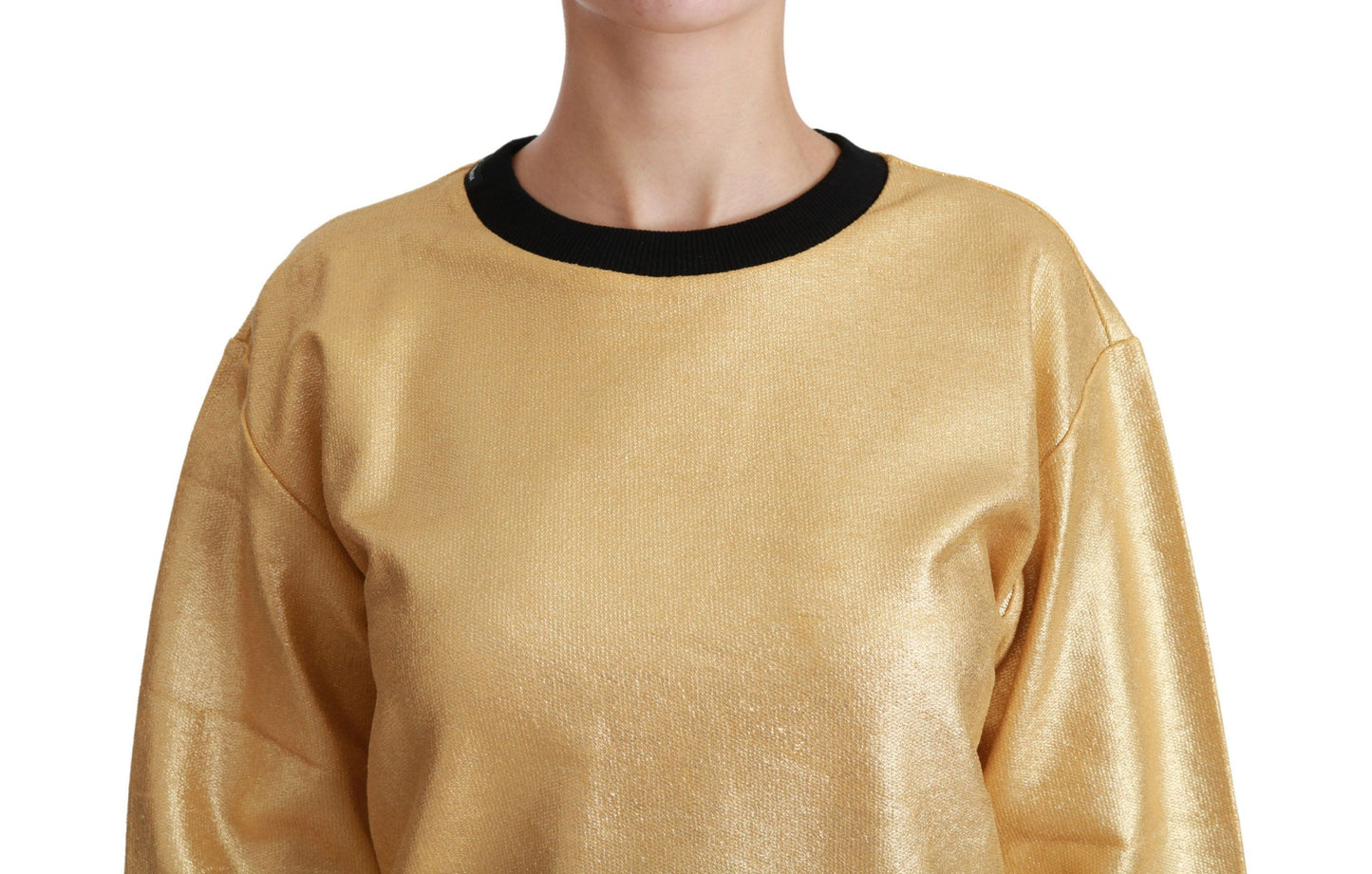 Dolce & Gabbana Elegant golden cotton round neck sweater