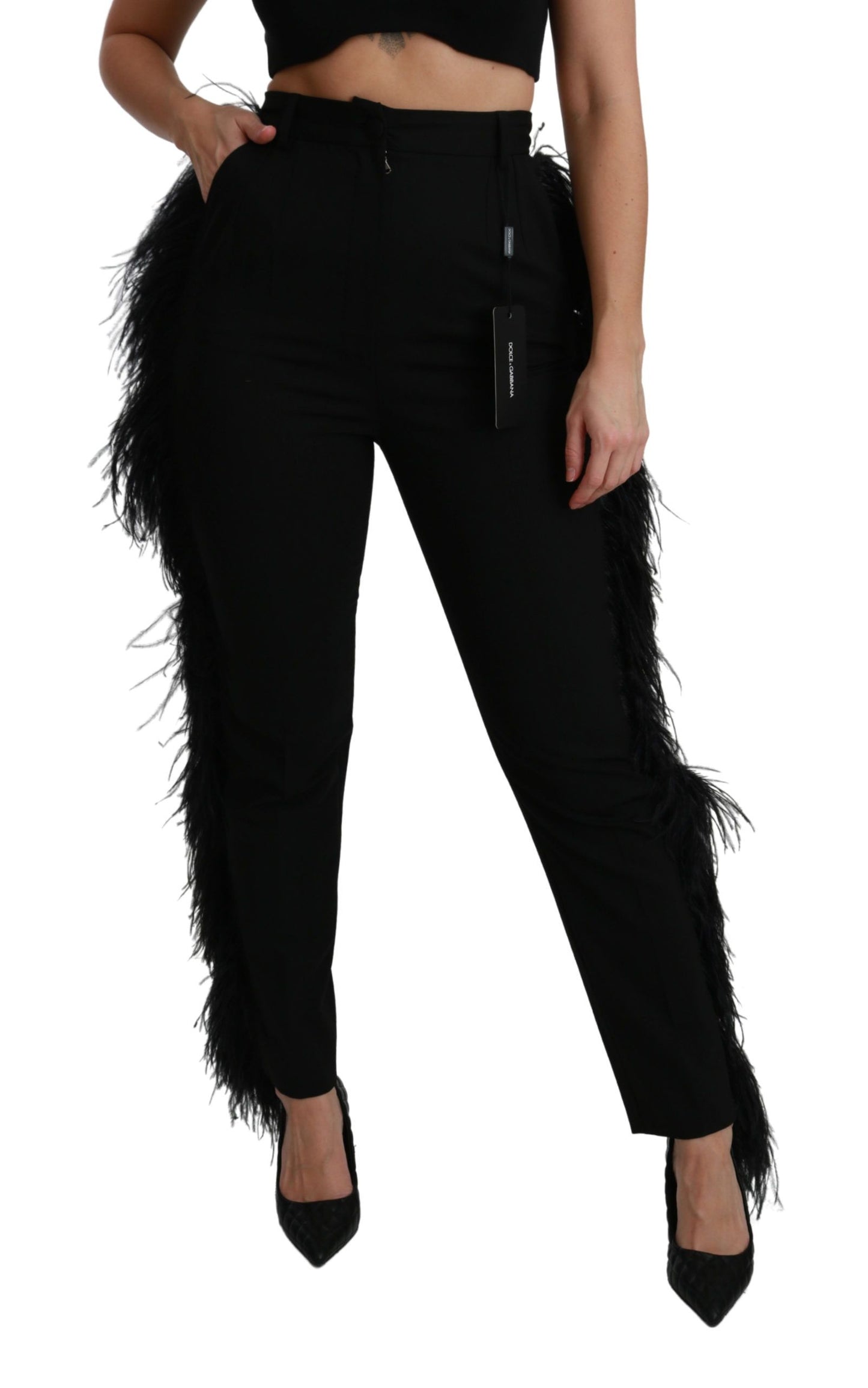 Dolce & Gabbana Elegant high-waisted wool-blend trousers