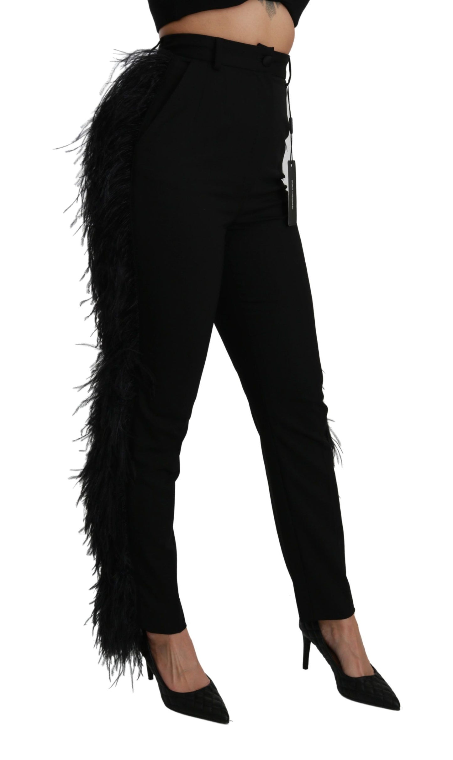 Dolce & Gabbana Elegant high-waisted wool-blend trousers