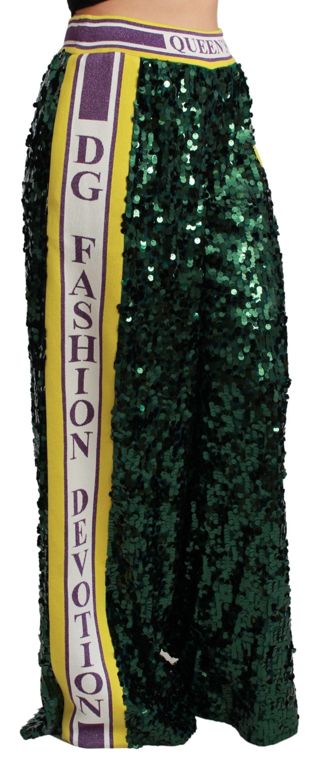 Dolce & Gabbana Grüne Paillettenhosen Queens Angel Pants