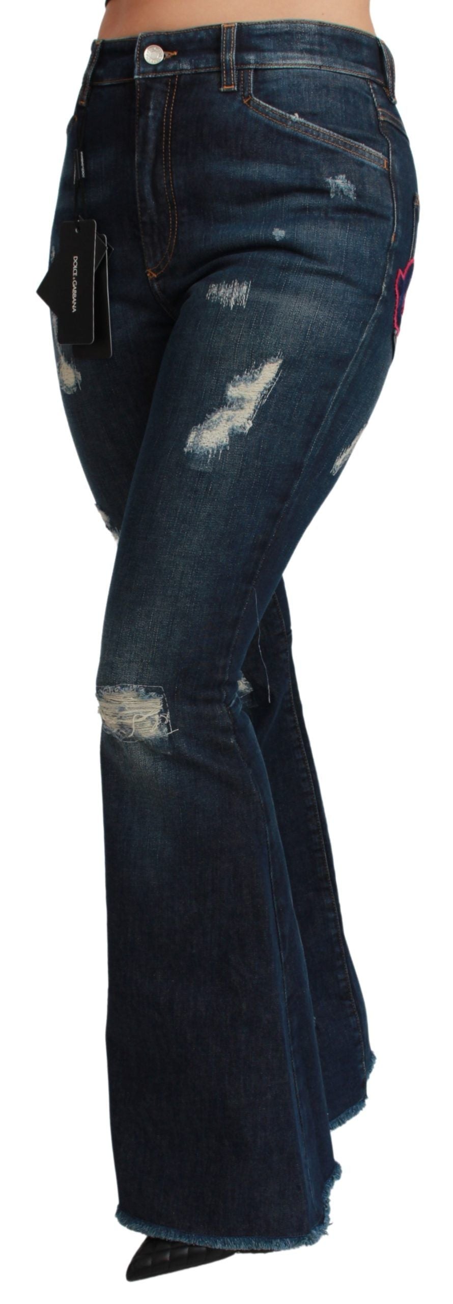 Dolce & Gabbana Chic Denim Queen with High Waist and Embroidery