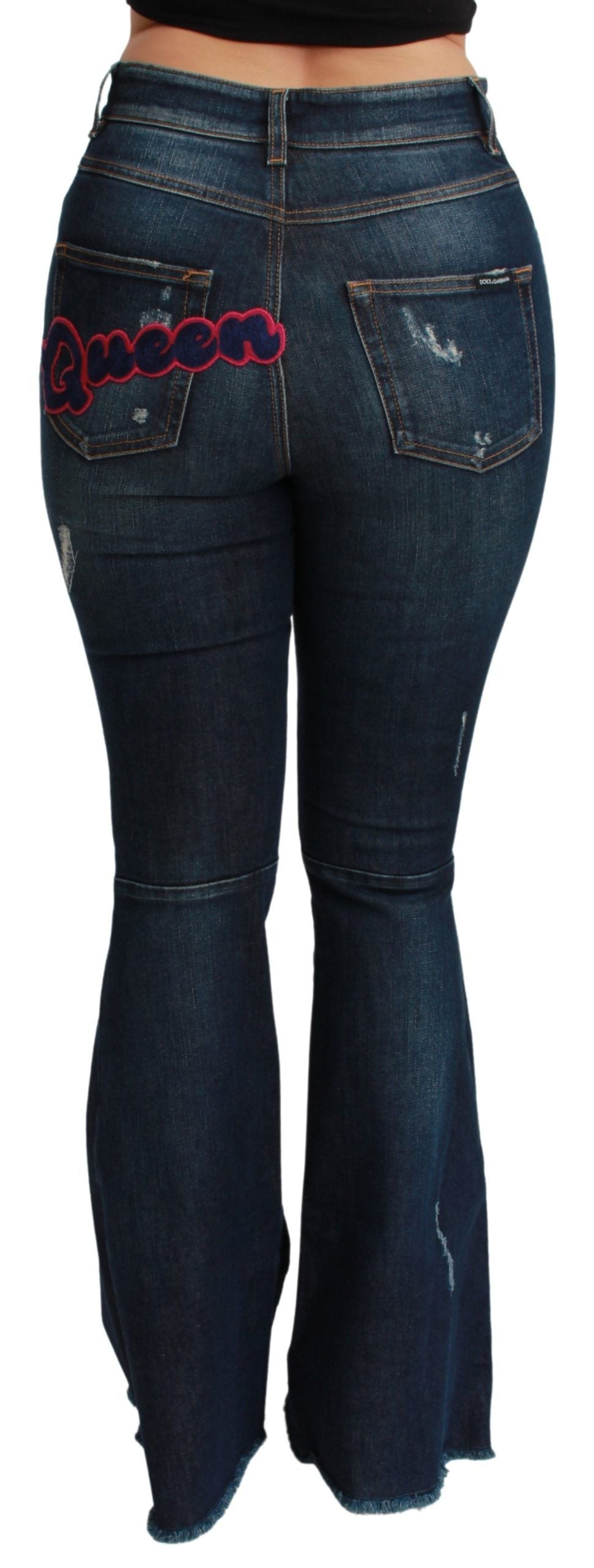 Dolce & Gabbana Chic Denim Queen with High Waist and Embroidery