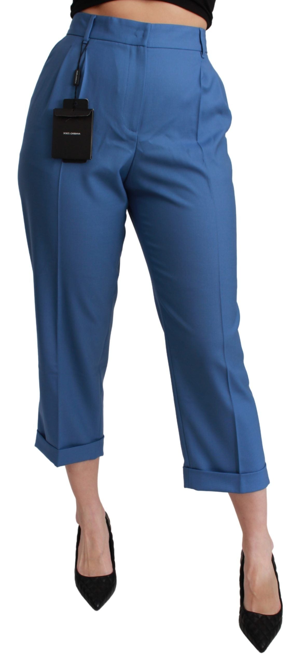 Dolce & Gabbana Elegant pleated wool trousers with cuffs
