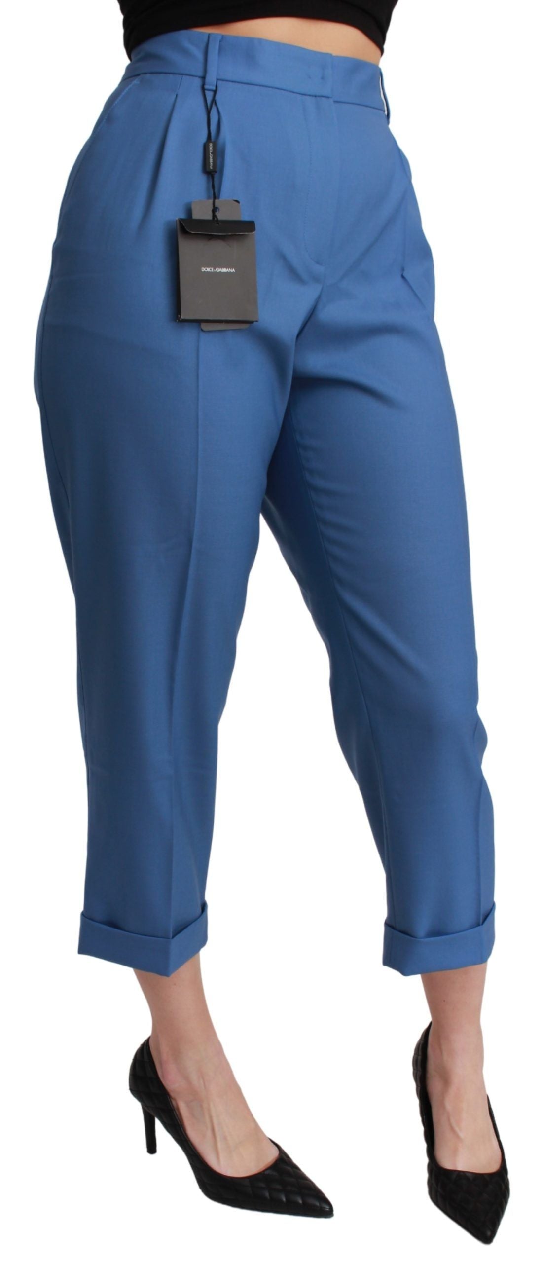 Dolce & Gabbana Elegant pleated wool trousers with cuffs