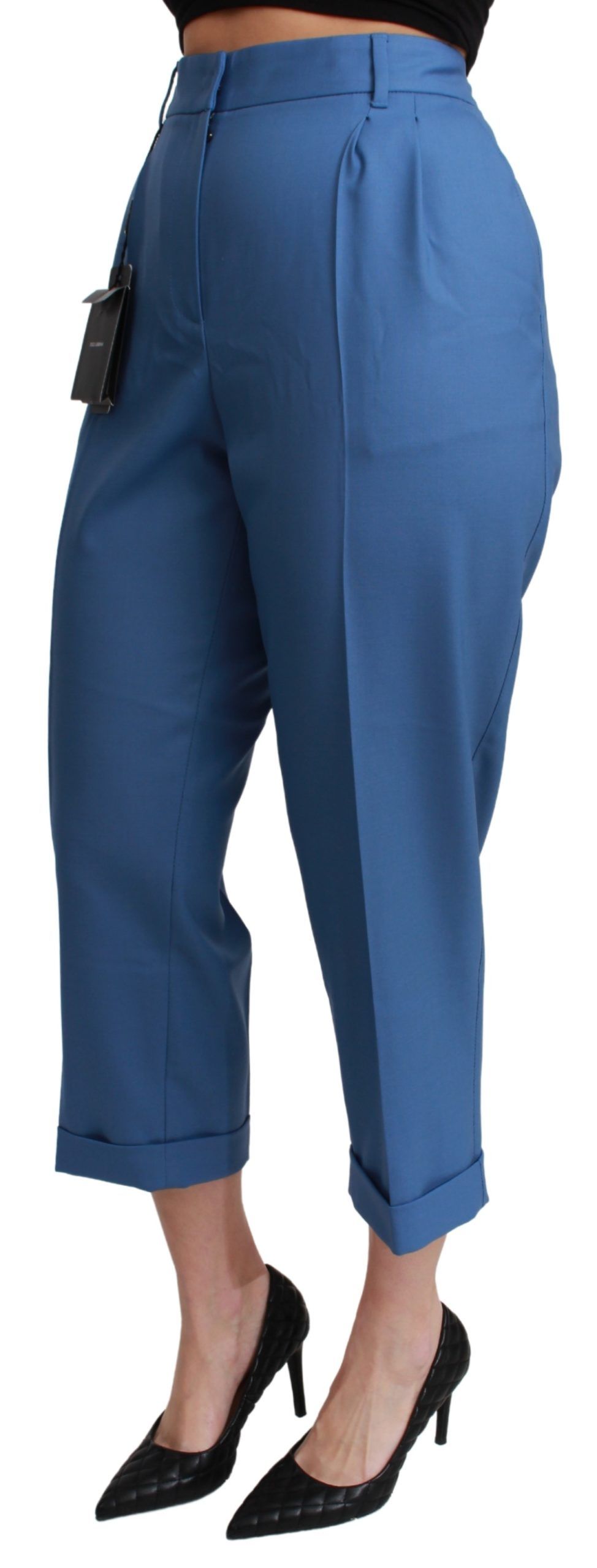 Dolce & Gabbana Elegant pleated wool trousers with cuffs