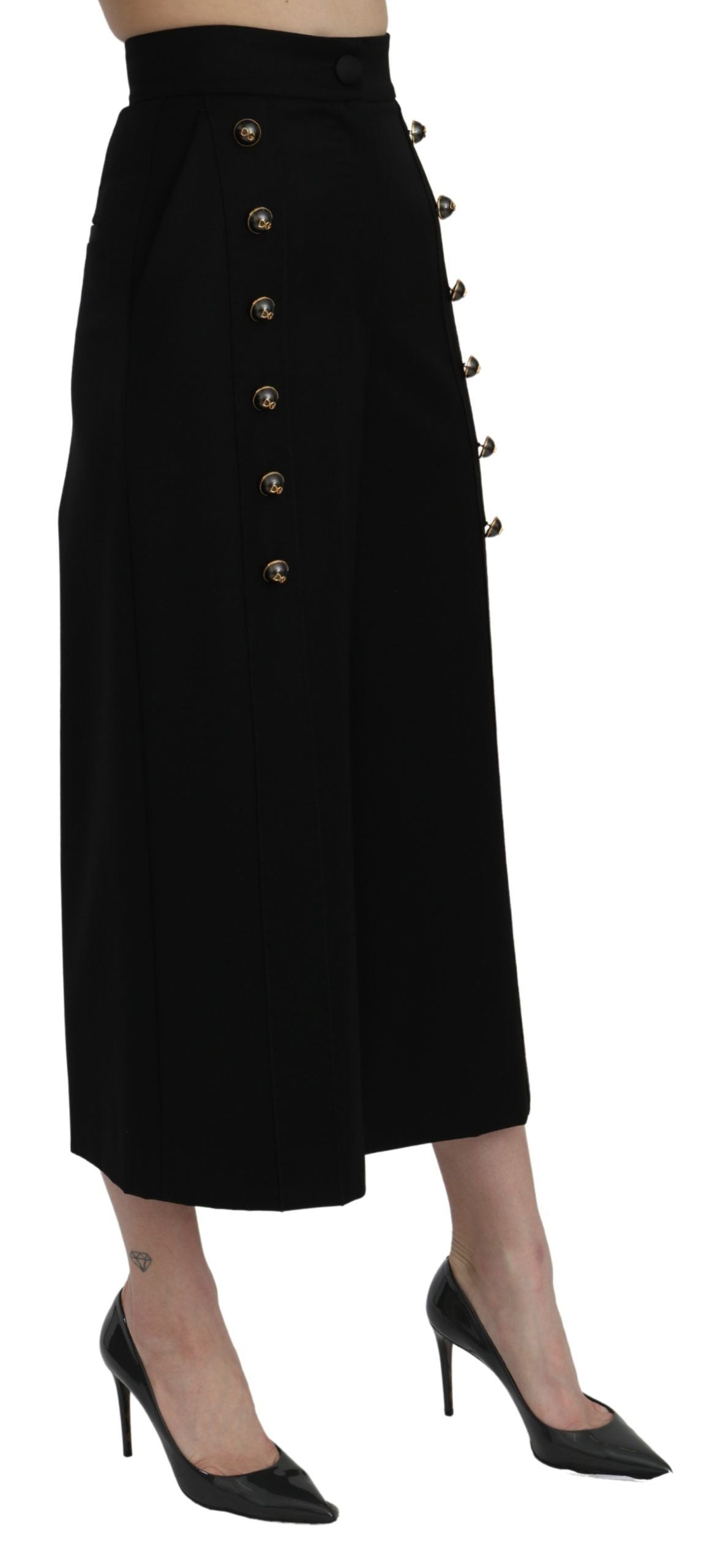 Dolce & Gabbana Elegant wool trousers with high waist and wide leg