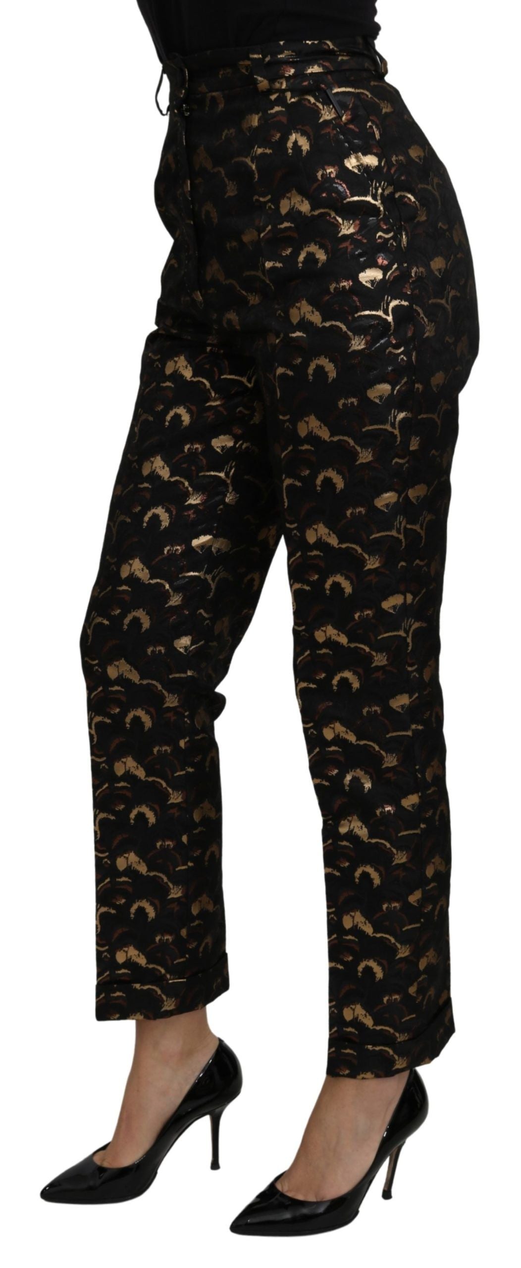 Dolce & Gabbana Elegant tapered brocade trousers with high waist