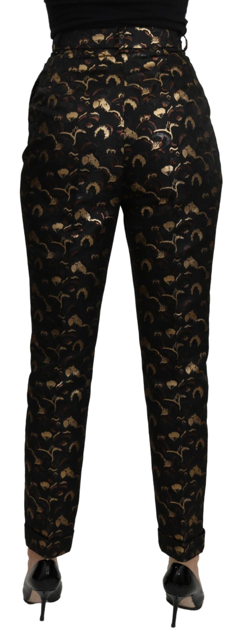 Dolce & Gabbana Elegant tapered brocade trousers with high waist