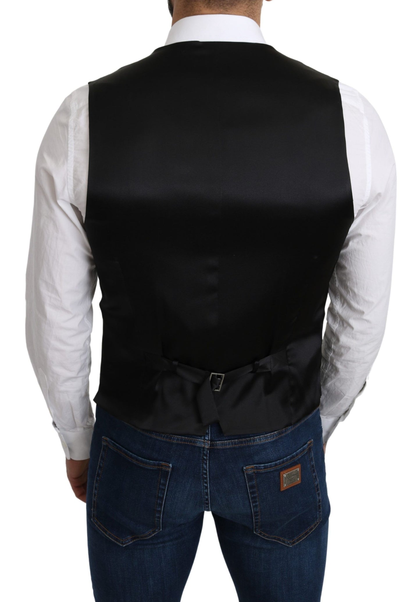 Dolce & Gabbana Grauer formeller Mantel aus 100% Seide Weste