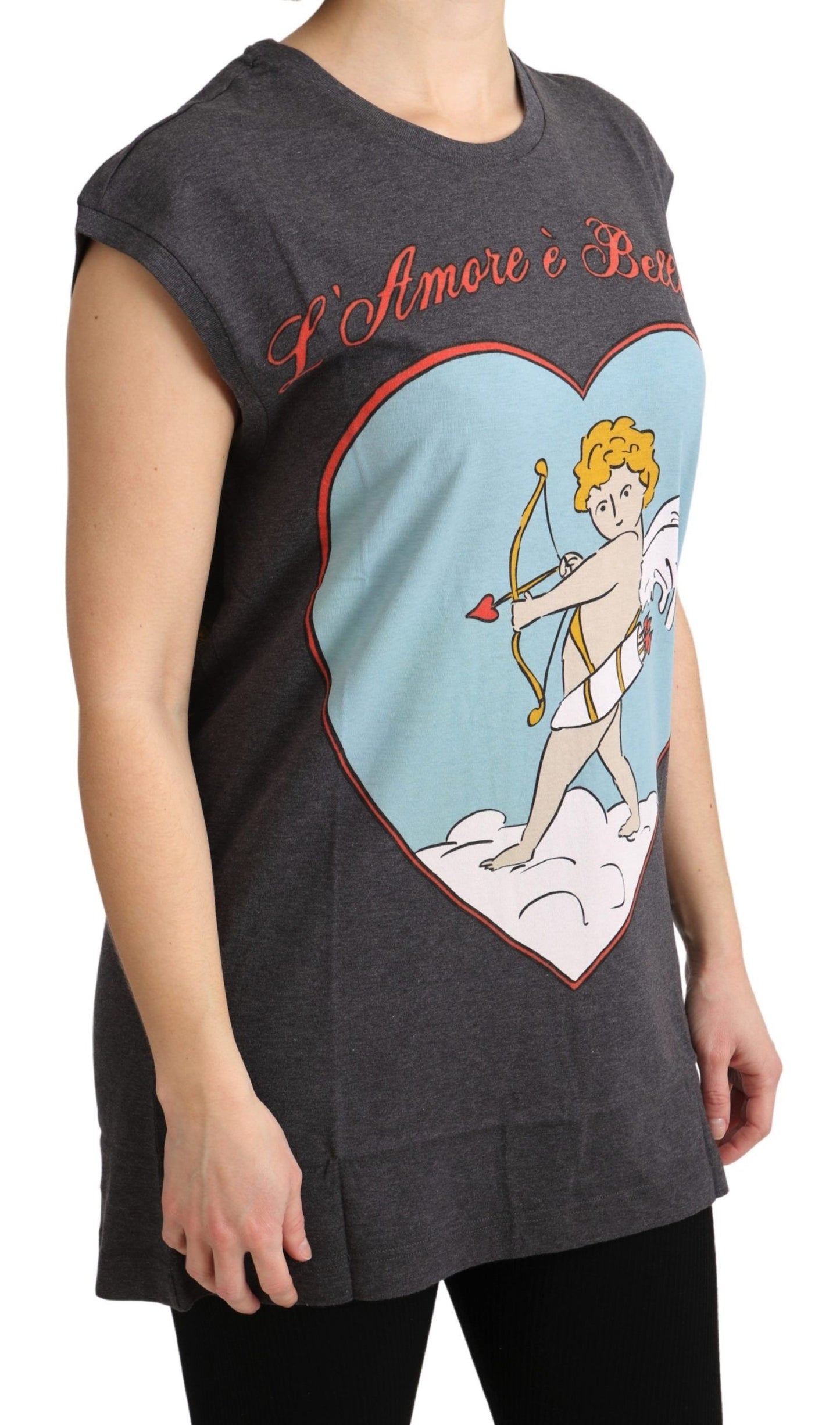 Dolce & Gabbana Graues Baumwolltop L' Amore Tank-T-Shirt