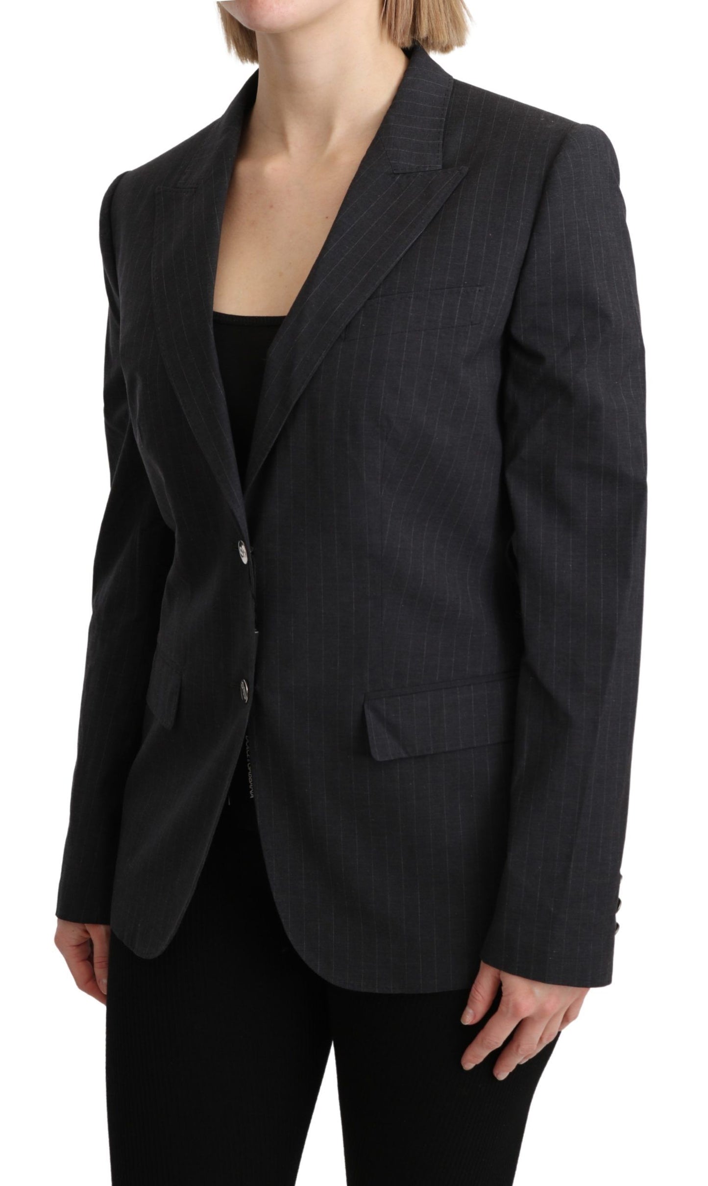 Dolce & Gabbana Elegant grey striped cotton blazer