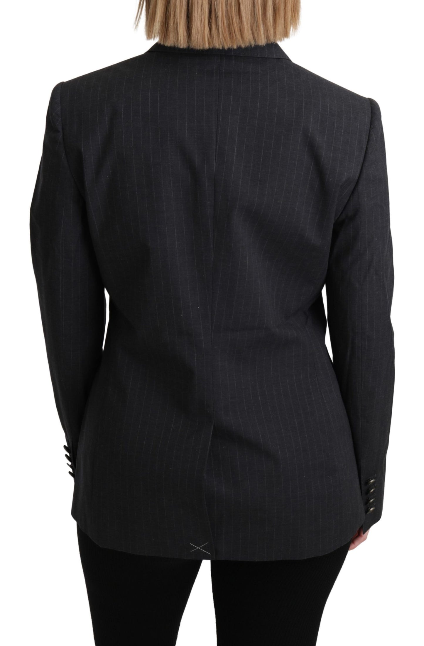 Dolce & Gabbana Elegant grey striped cotton blazer