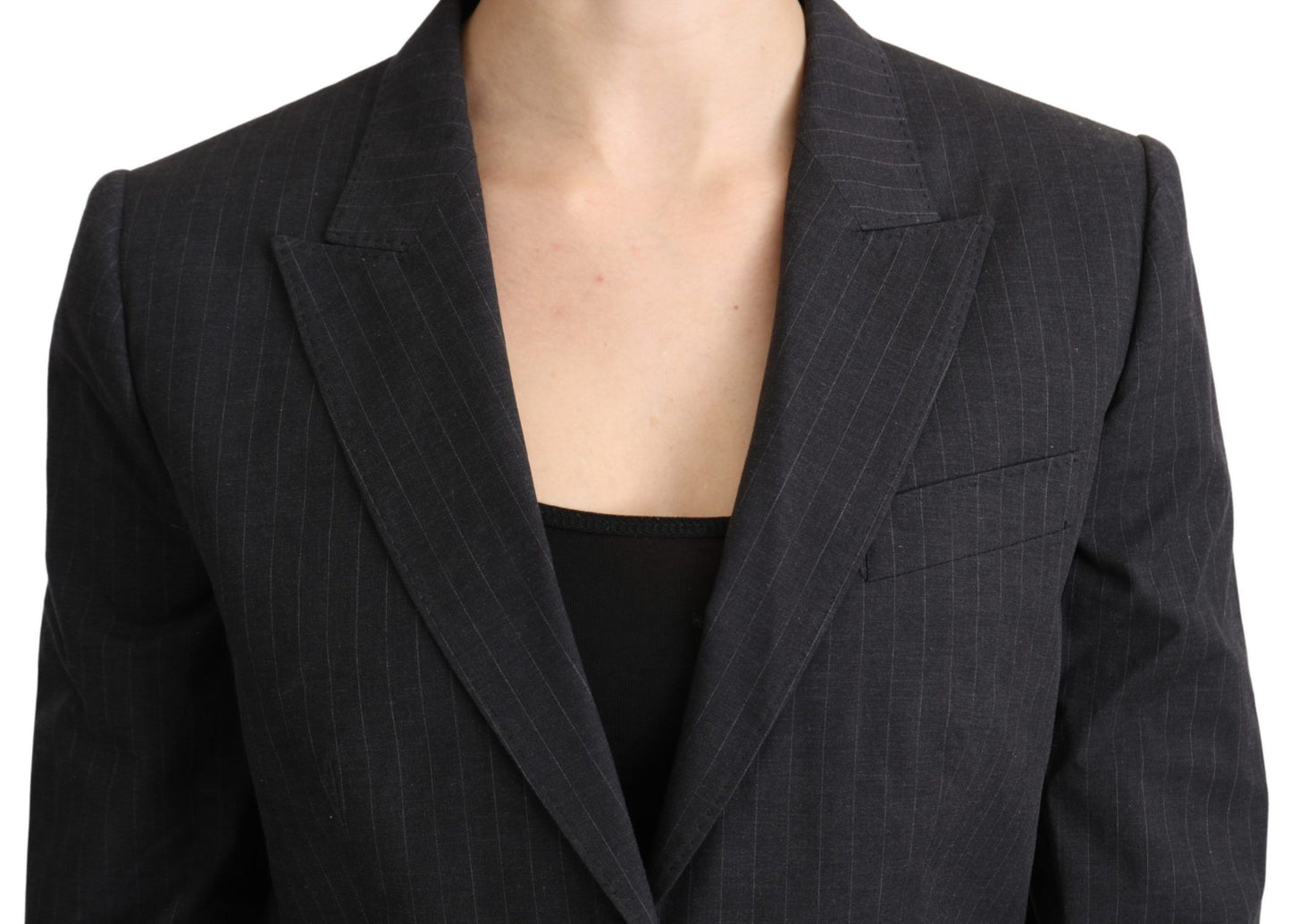 Dolce & Gabbana Elegant grey striped cotton blazer