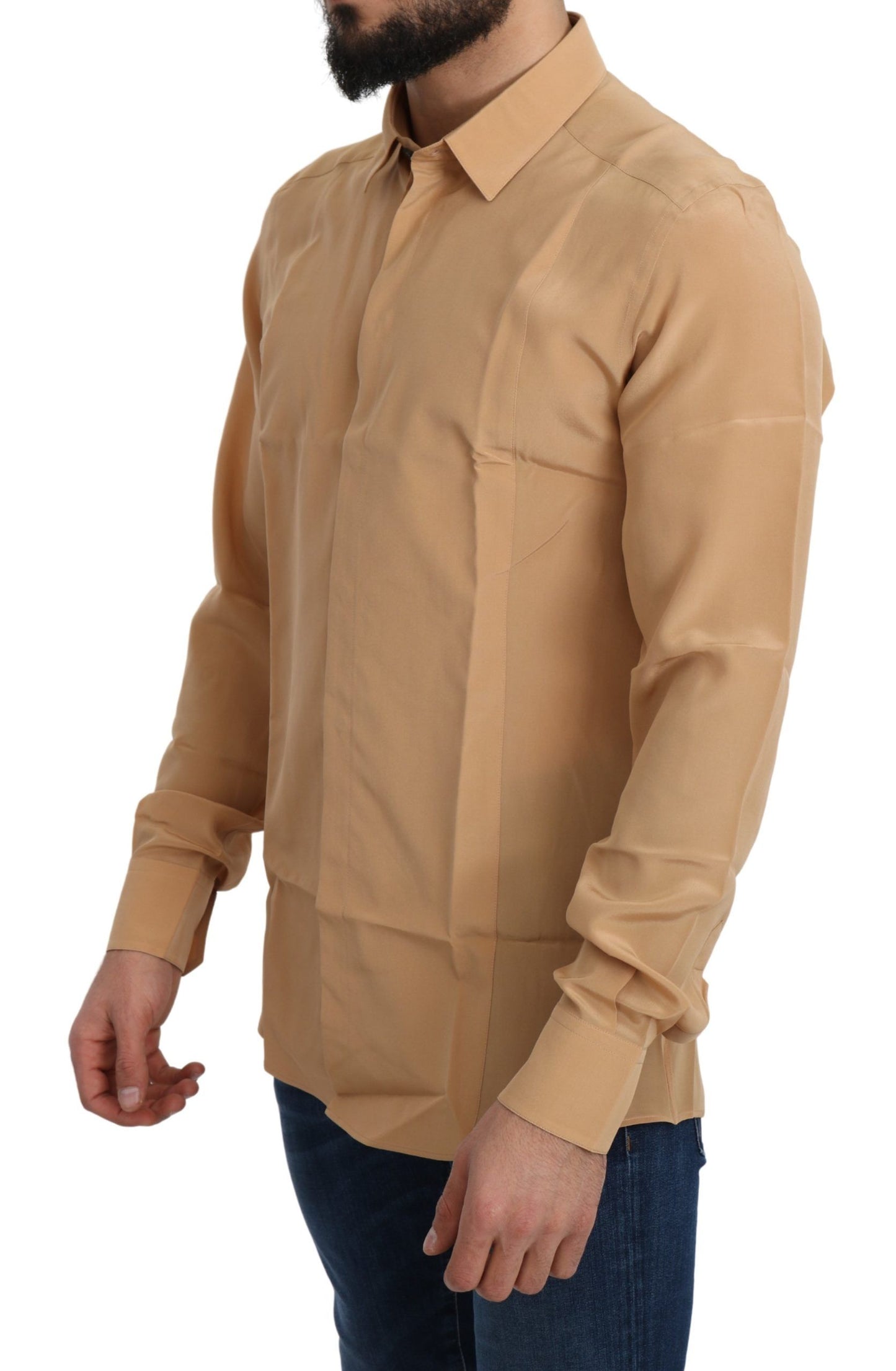 Dolce & Gabbana Elegant Yellow Silk Shirt for Men