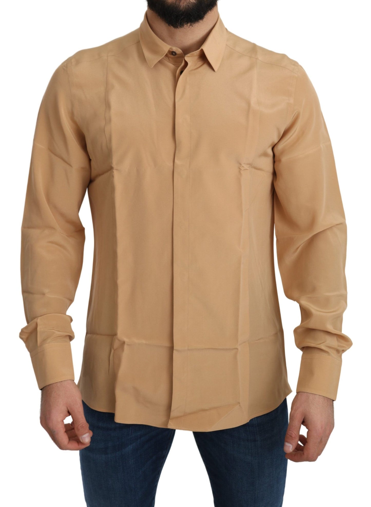Dolce & Gabbana Elegant Yellow Silk Shirt for Men