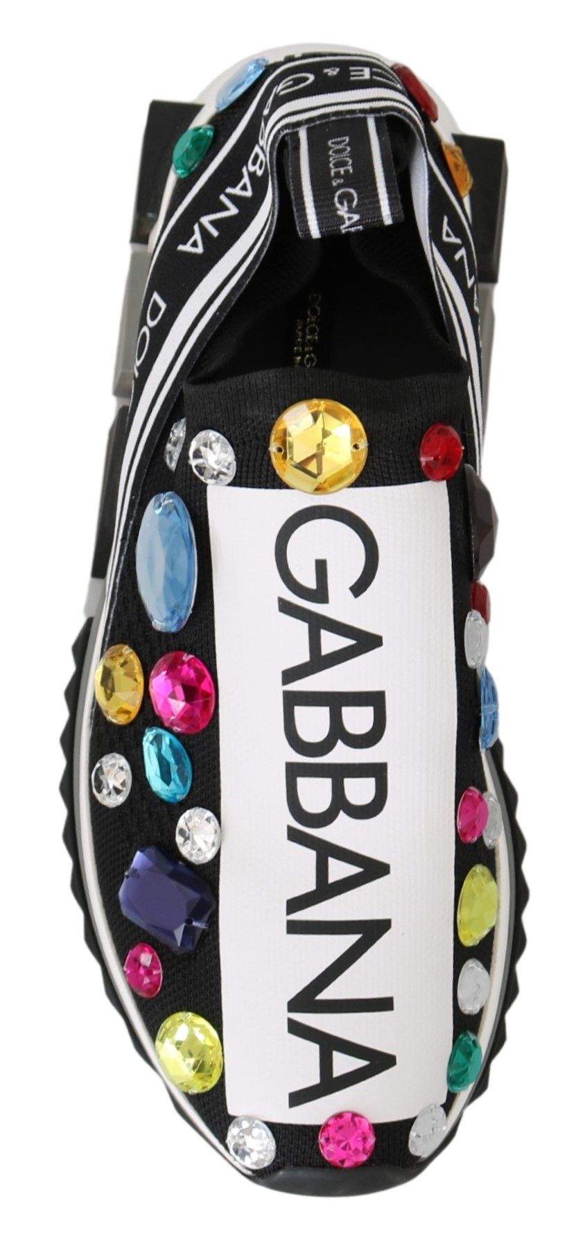 Dolce & Gabbana Black Low-Top Sneakers with Crystal Embellishment