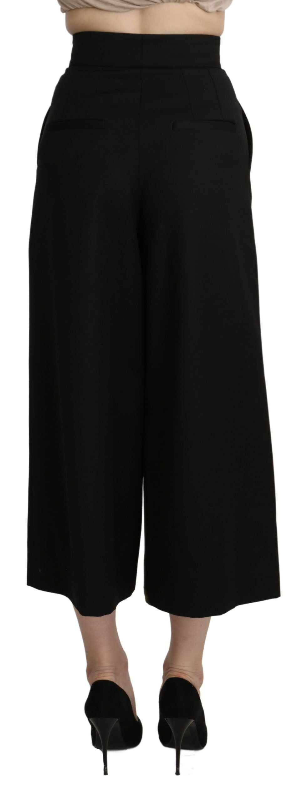 Dolce & Gabbana Elegant virgin wool trousers with high waist and wide leg