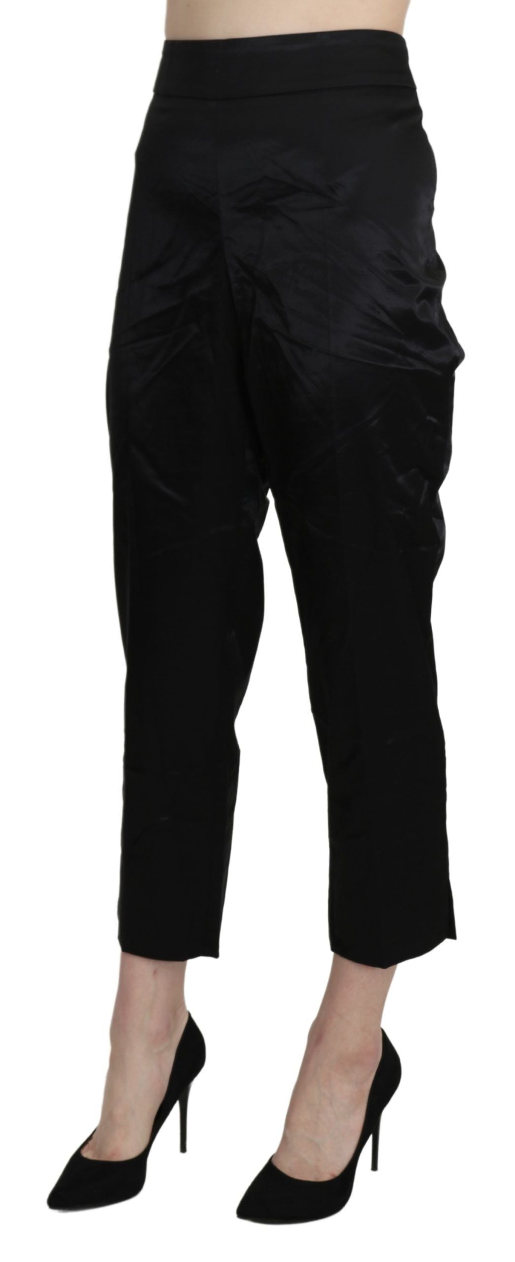 BENCIVENGA Schwarze High Waist Straight Cropped Dress Hose