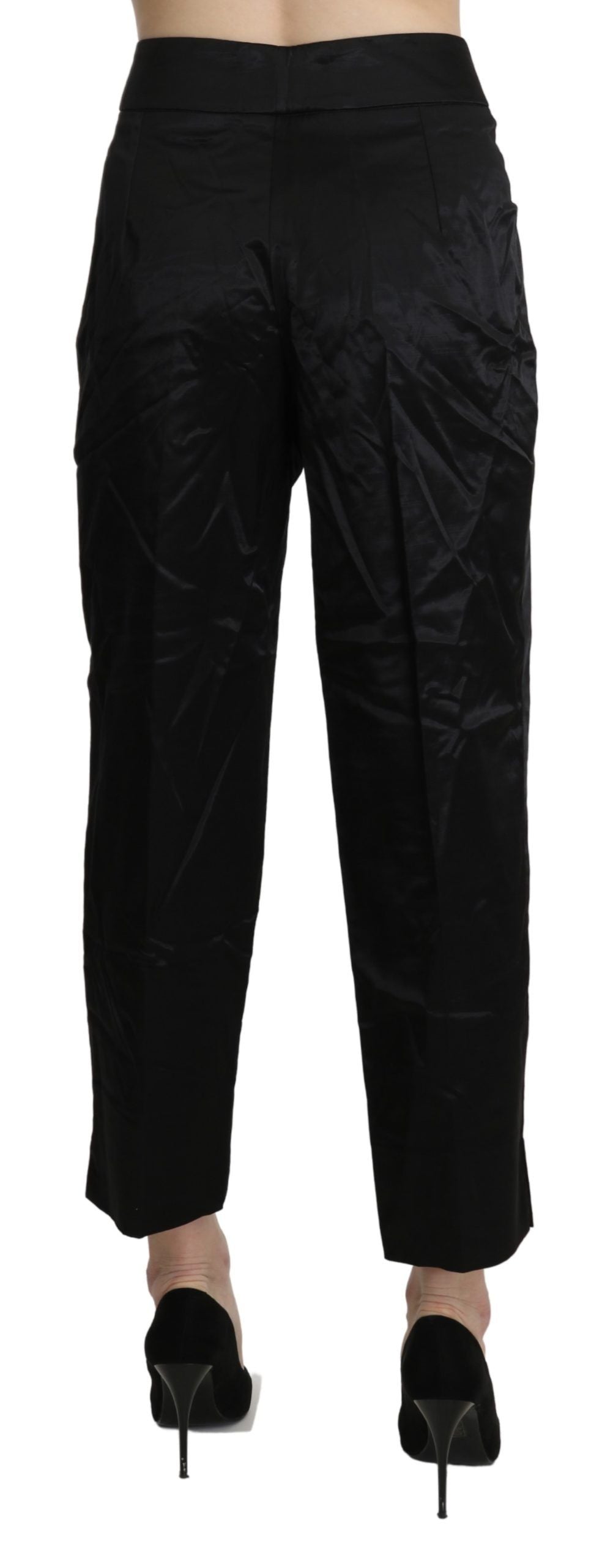 BENCIVENGA Schwarze High Waist Straight Cropped Dress Hose