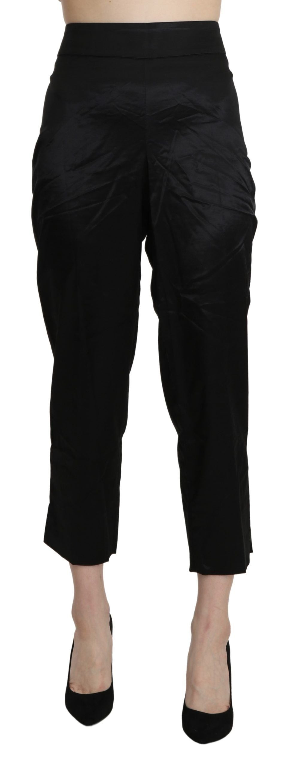 BENCIVENGA Schwarze High Waist Straight Cropped Dress Hose