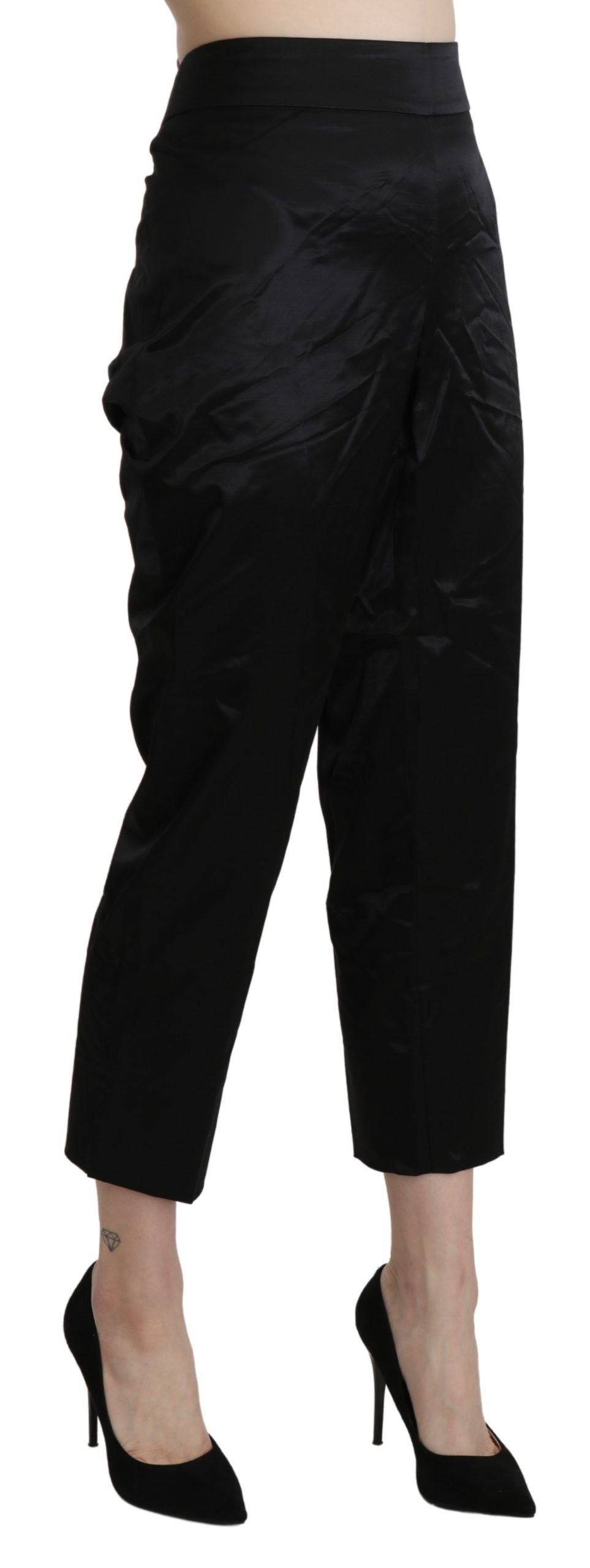 BENCIVENGA Schwarze High Waist Straight Cropped Dress Hose